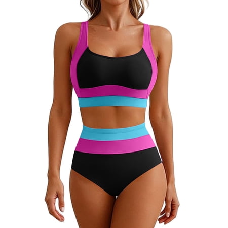 XuJwPNcy Women 2 Piece Summer Swimsuits High Waisted Bikini Sets Butt Lifting Swim Bottom Wide Straps Bathing Suit