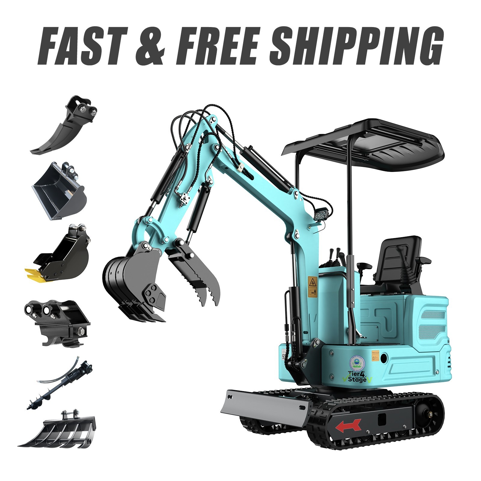 Mini Excavator 1.4Ton Track Digger KUBOTA Engine Pilot System with 6 attchments
