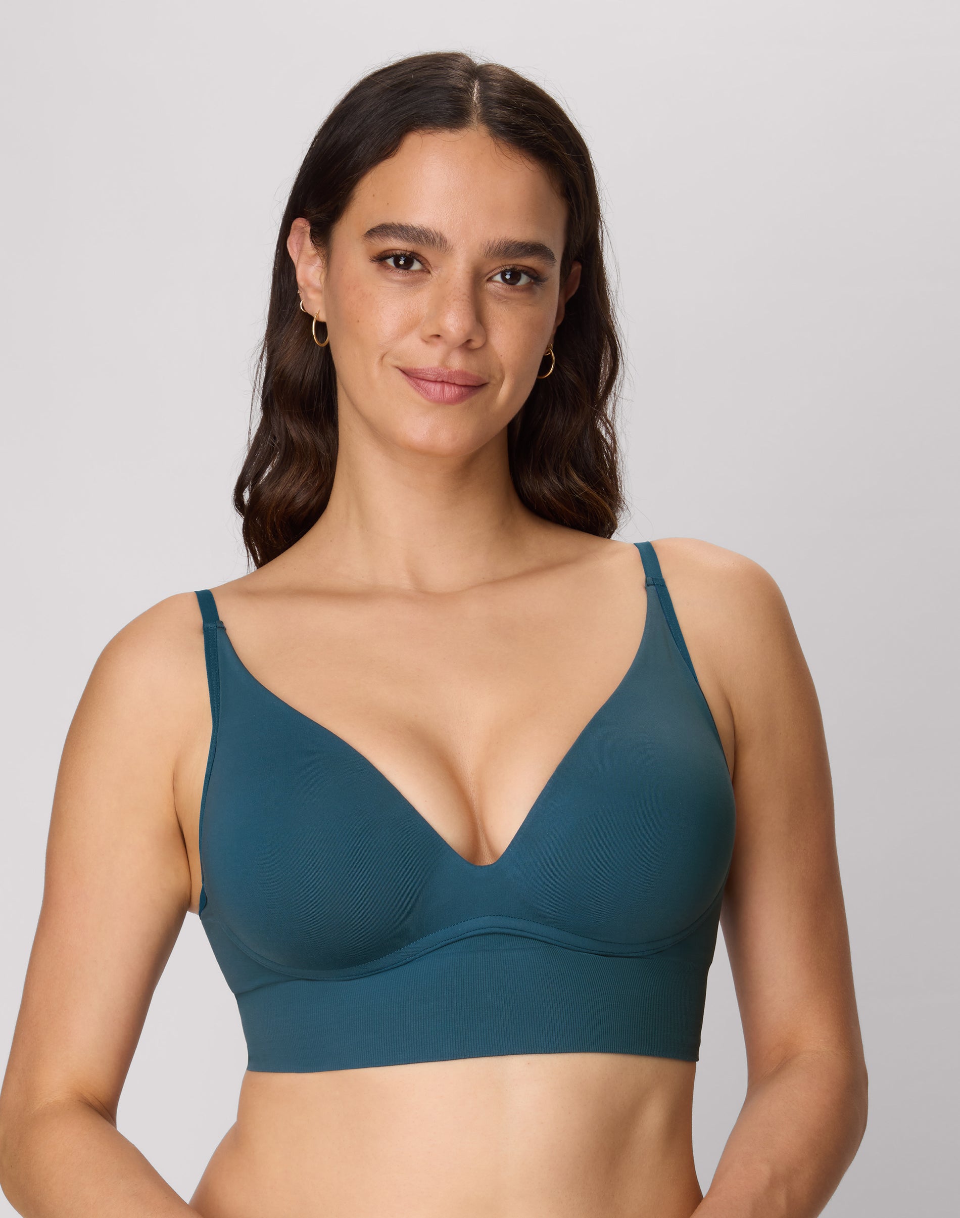 Maidenform M Plunge Push-Up Bra, Seamless Convertible Longline Bralette (Plus Size Available) Teal Regatta S Women’s