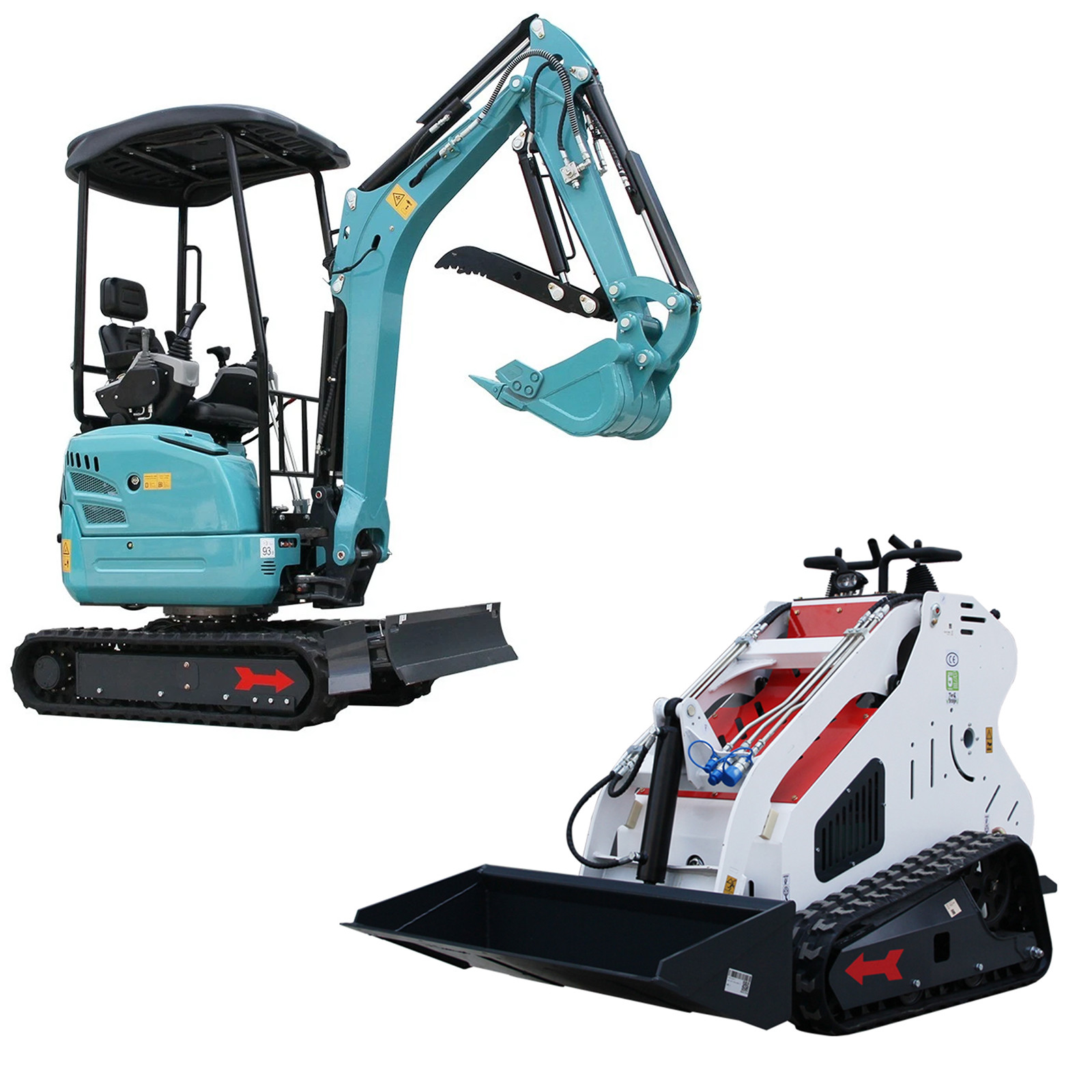 Mini Skid Steer Loader 13.5HP + 2.5 Ton Mini Excavator Kubota Diesel Free Ship