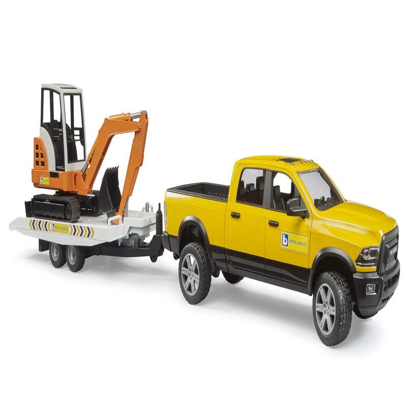 Bruder 02546 Ram Rental Service Trailer And Mini Excavator