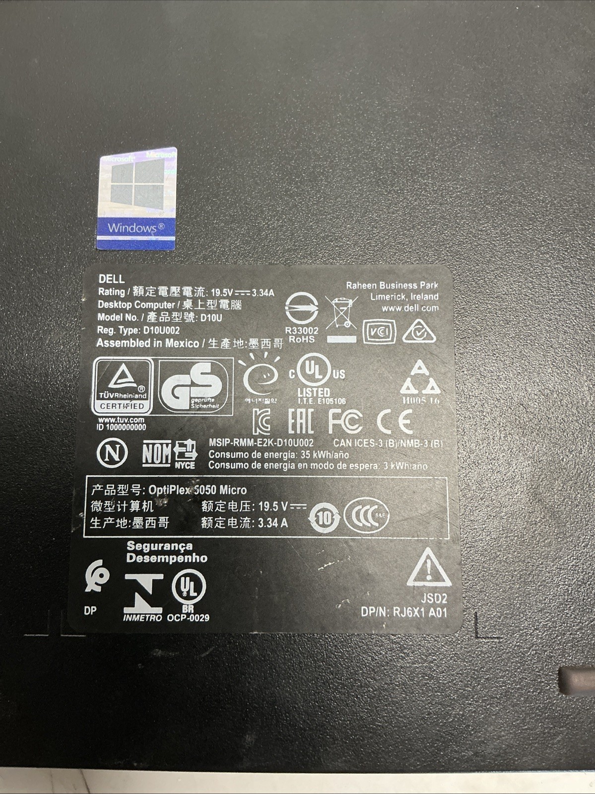 Dell Optiplex 5050 Micro D10U. AA-523