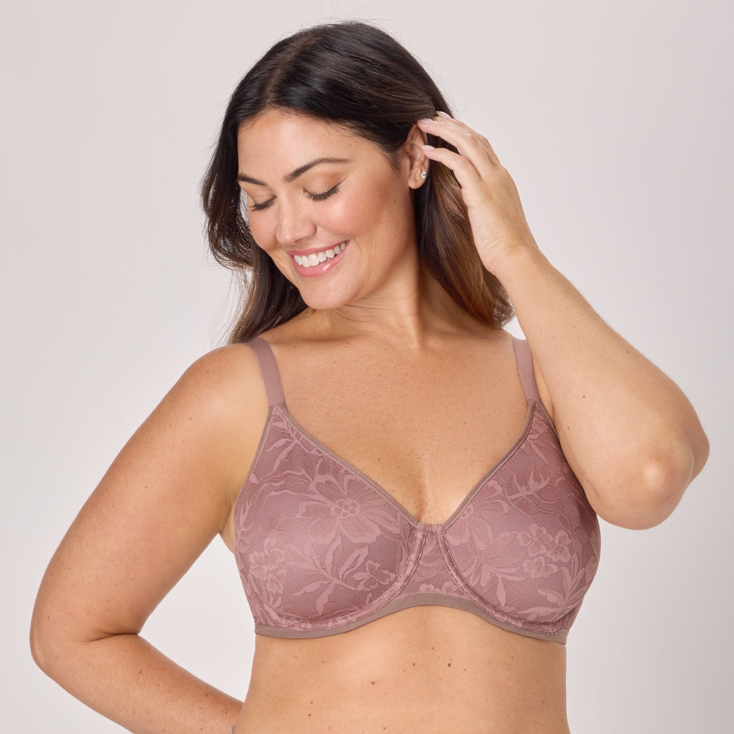 Bali Breathe Cotton Modal Lace Underwire Bra Mocha Velvet 36D Women’s