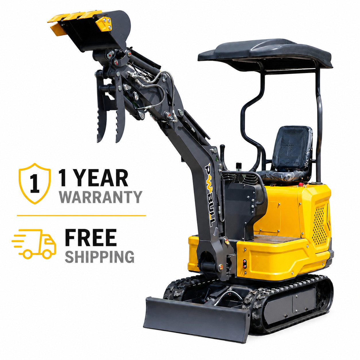 1.2 Ton Mini Excavator 2645 lbs w/Canopy Bucket Hydraulic thumb clamp Free Ship