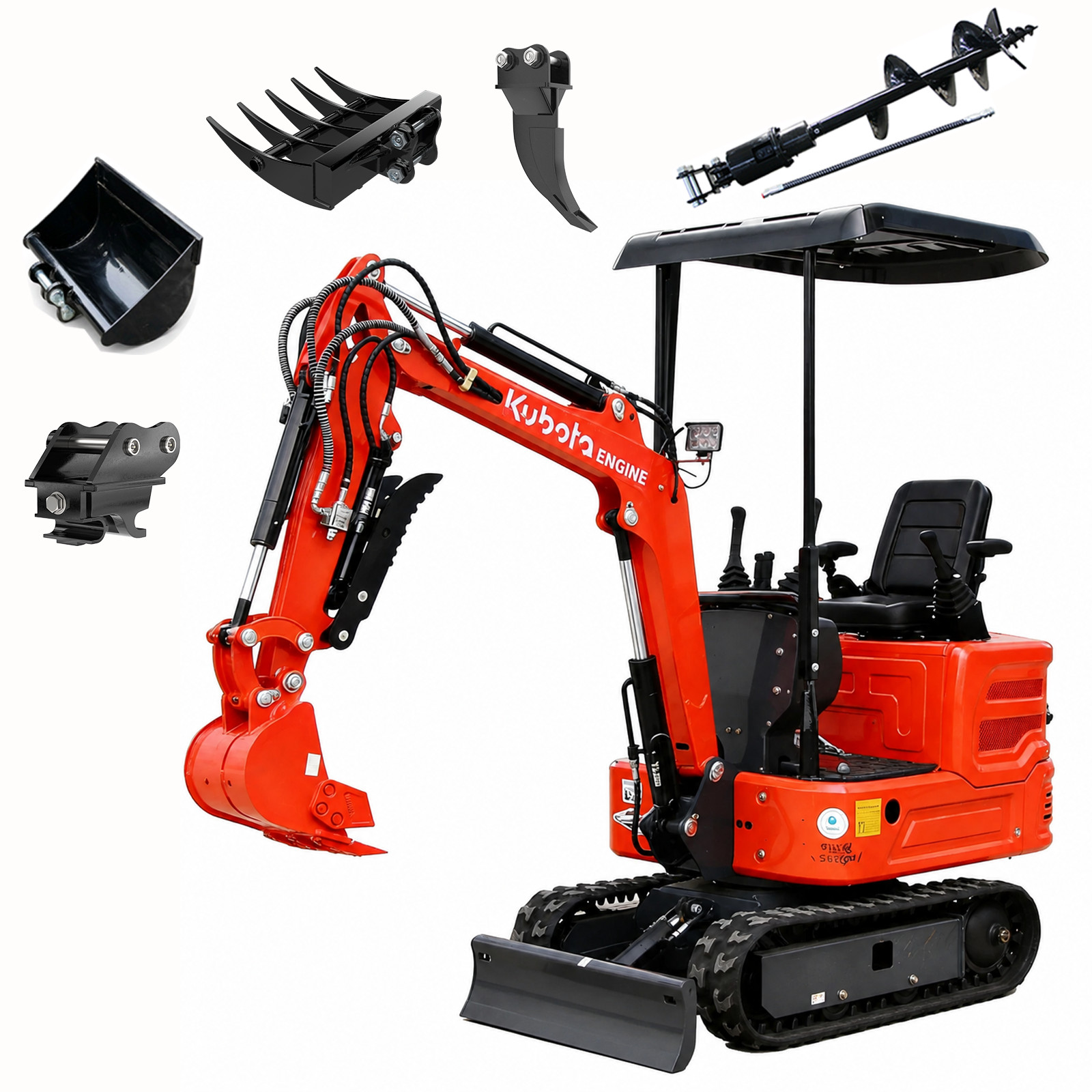 1.4 Ton Kubota Diesel Mini Excavator Crawler Digger Pilot Control, USA Stock