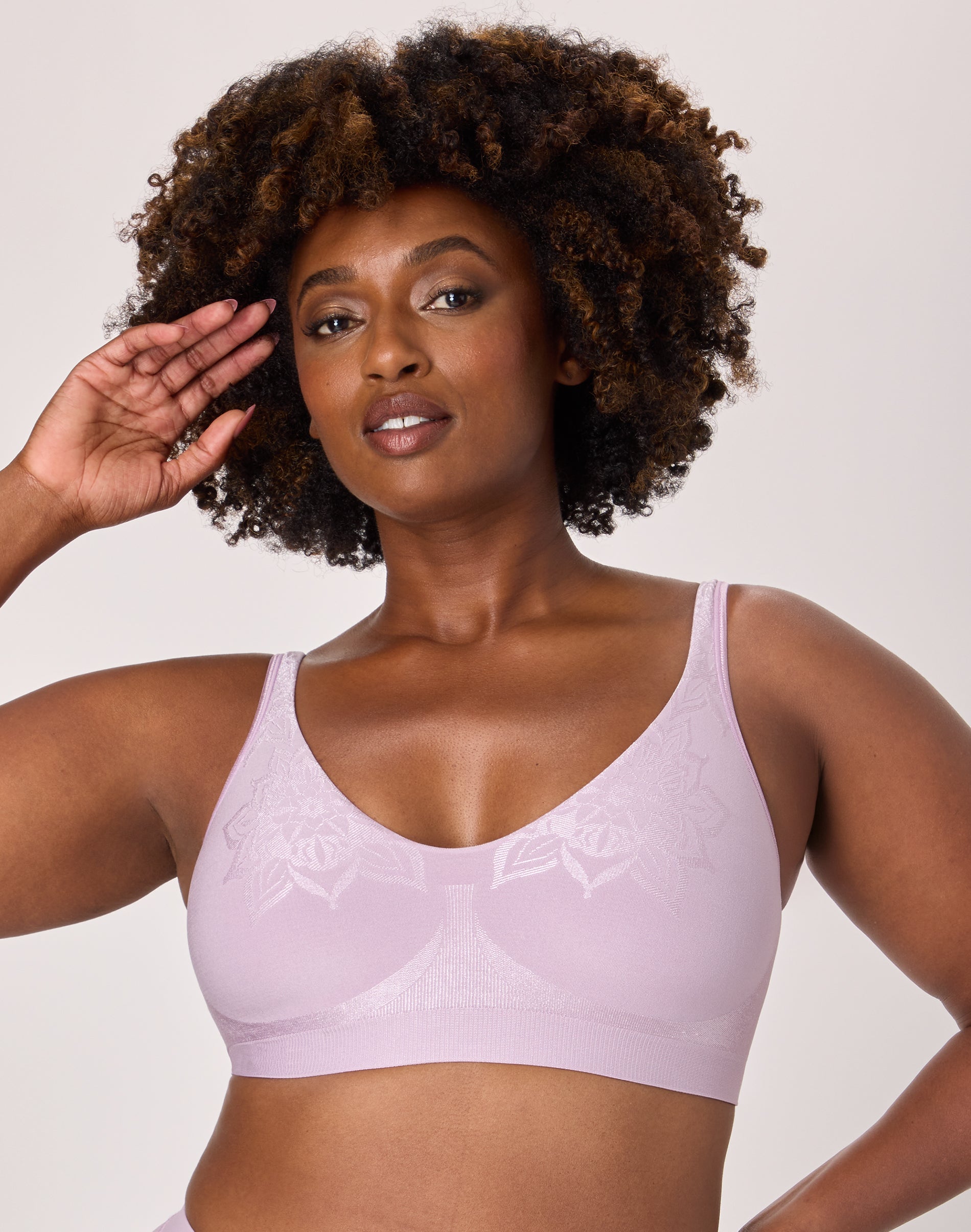 Bali Comfort Revolution ComfortFlex Fit Seamless 2-Ply Wireless Bra Purple Mauve Aztec M Women’s