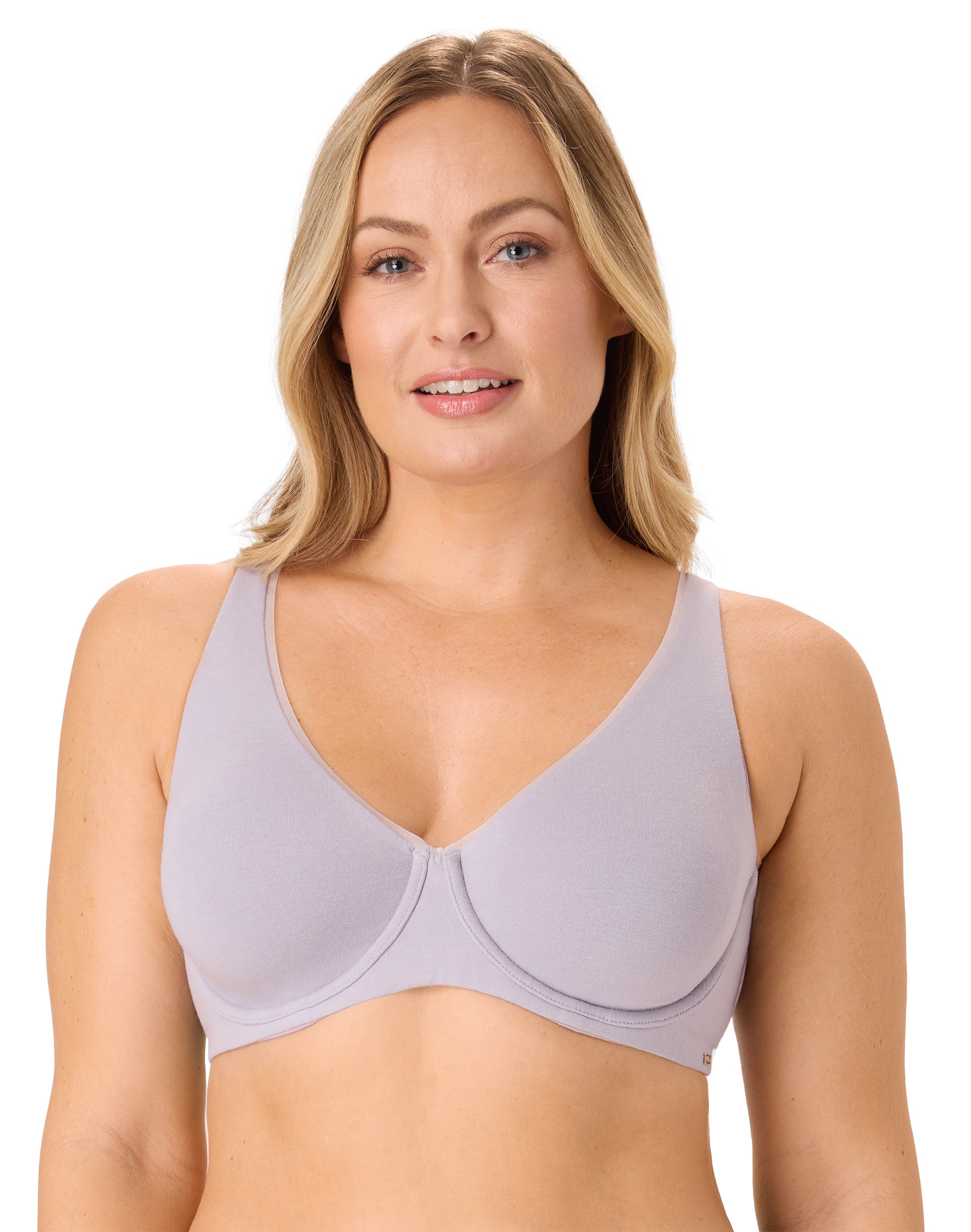 Bali Cotton Collection Underwire Bra, Moisture-Wicking, Convertible Whisper Violet 40DD Women’s