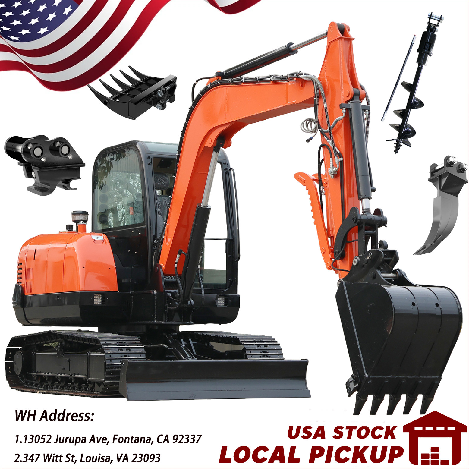 6 Ton Mini Excavator Yanmar Diesel Engine Hydraulic Thumb With 4 Attachments