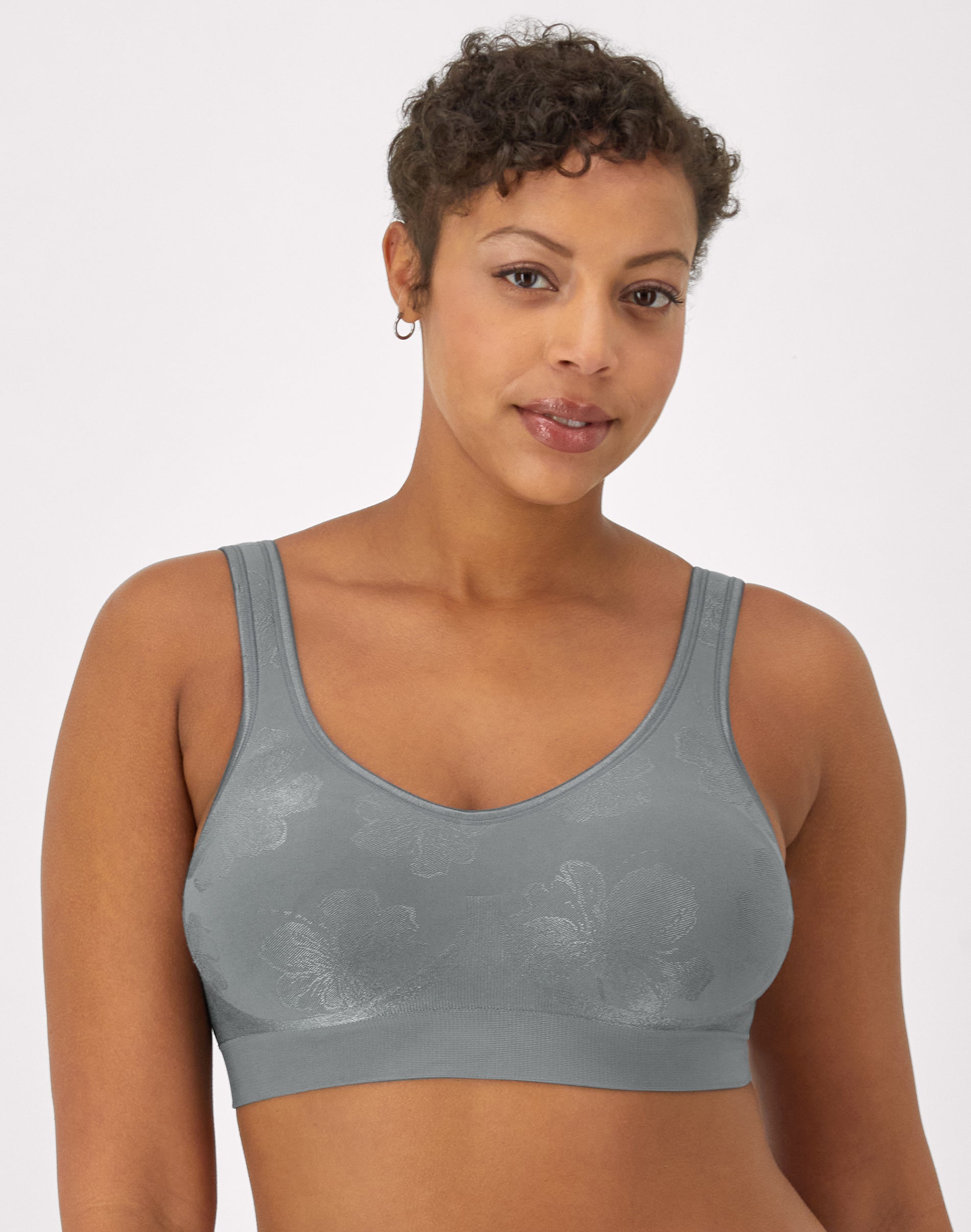 Bali Comfort Revolution ComfortFlex Fit Shaping Wireless Bra Granite Blue Grey Tropic L Women’s