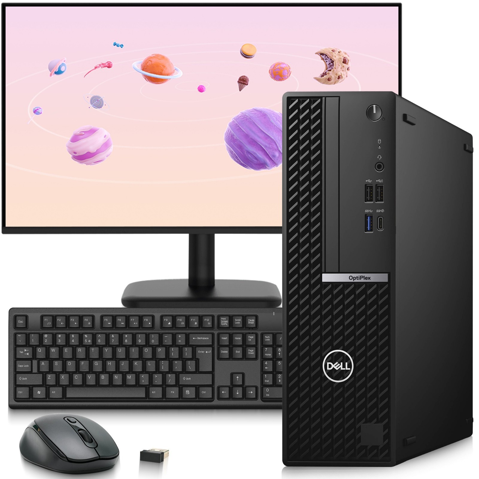 Dell 5080 Desktop PC i7-10th 32GB RAM 1TB SSD 500GB HDD Wi-Fi New 24″ LED Win 11