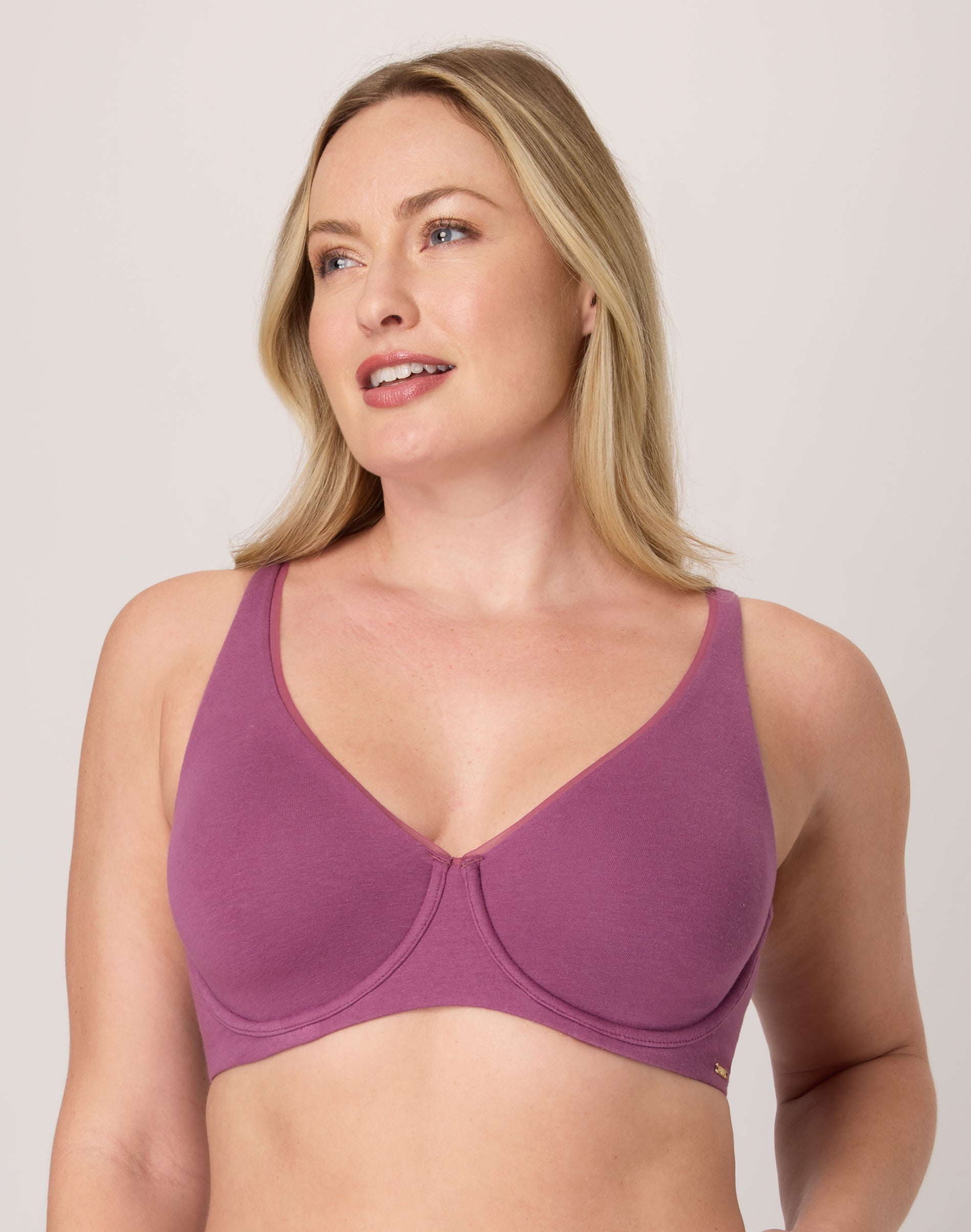 Bali Cotton Collection Underwire Bra, Moisture-Wicking, Convertible Mauve Mood 40D Women’s