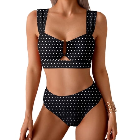 SHEWIN Womens Swimsuits U-Wire Cutout 2 Piece Bikini Set High Waisted Floral Print Summer Beach Swim Bathing Suits