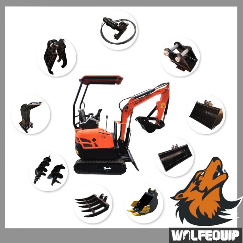 Wolfequip Mini Excavator Digger 11.4hp Tracked Crawler EPA Engine Attachment Set