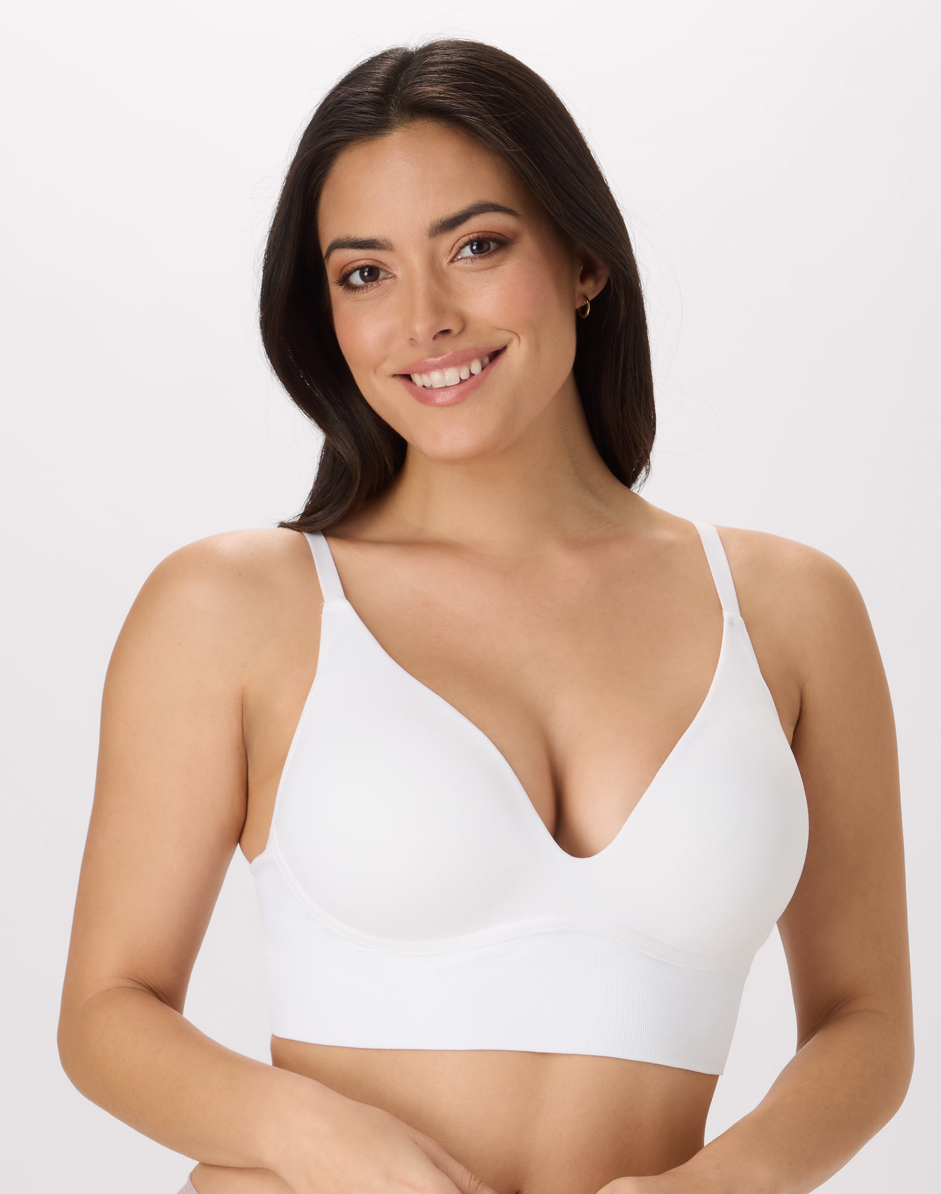 Maidenform M Plunge Push-Up Bra, Seamless Convertible Longline Bralette (Plus Size Available) White 2XL Women’s