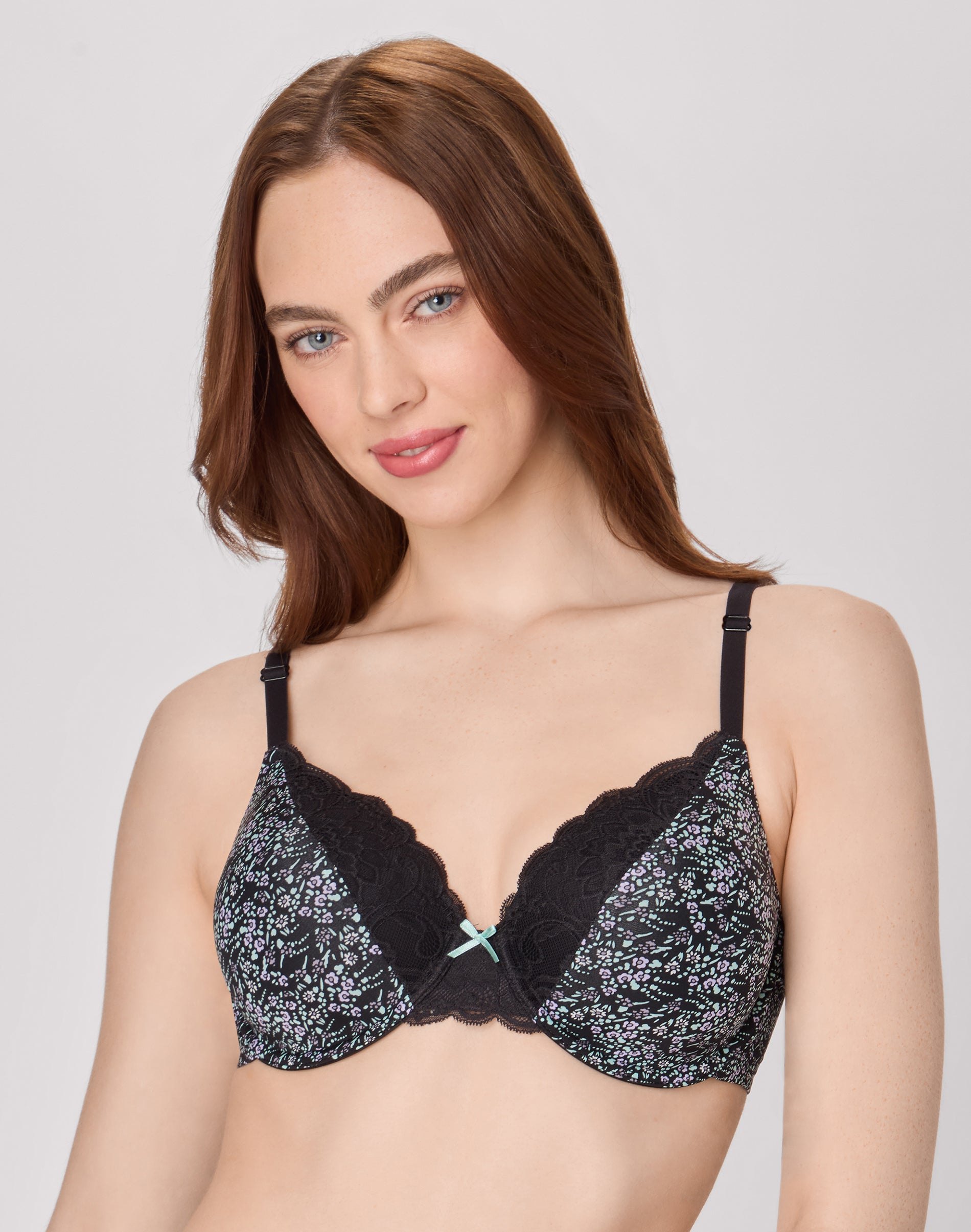 Maidenform Comfort Devotion Convertible Underwire Bra, Full Coverage Black Ditsy Drama Prt 38C Women’s