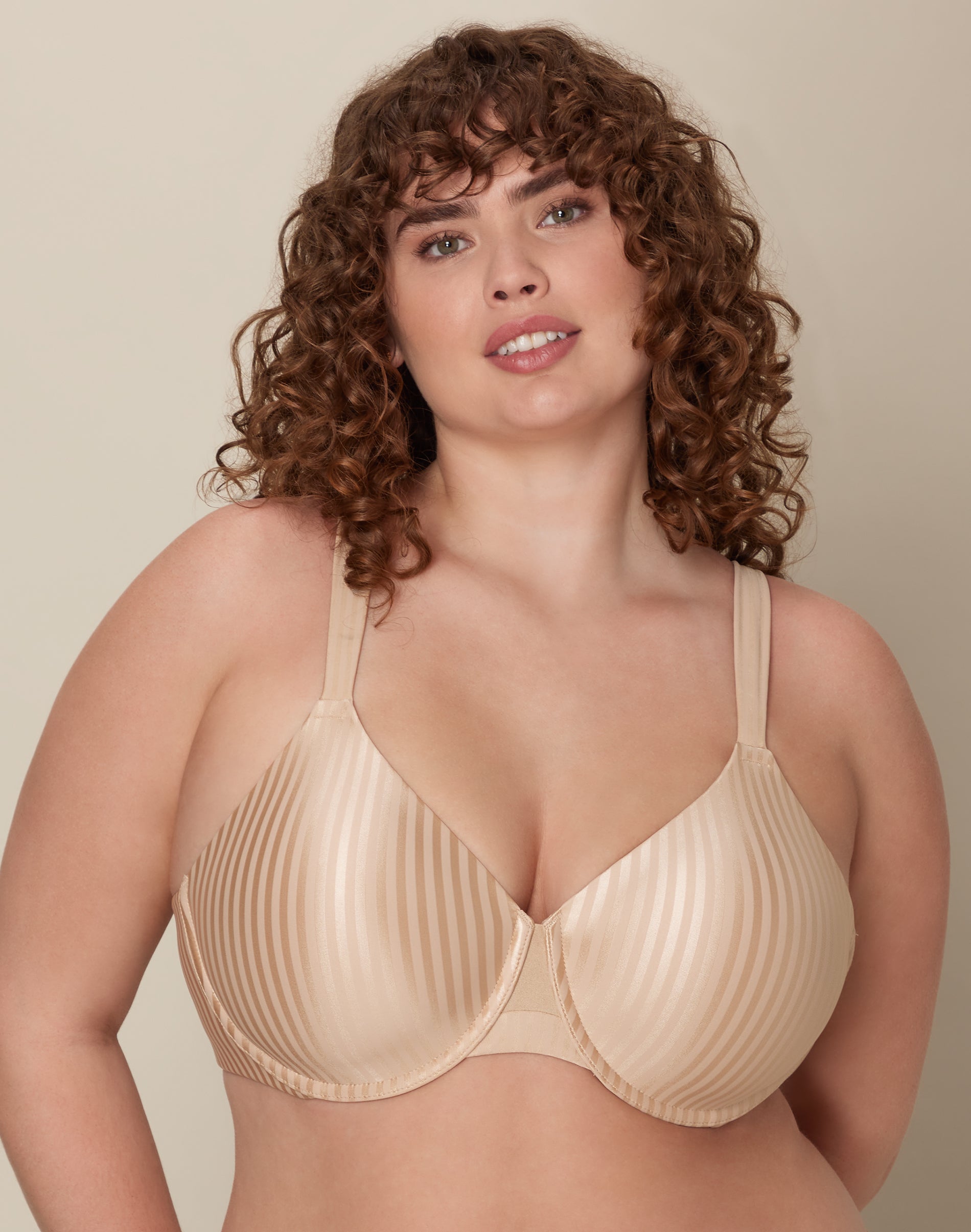 Playtex Secrets Perfectly Smooth T-Shirt Underwire Bra for Full-Figures Nude Stripe 38D Women’s