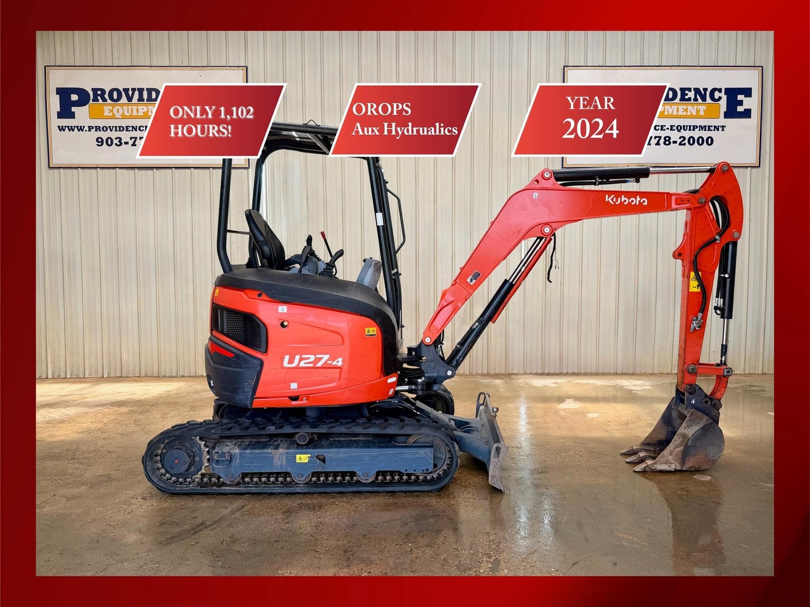 2024 KUBOTA U27-4 OROPS STRAIGHT BLADE MINI COMPACT TRACK EXCAVATOR