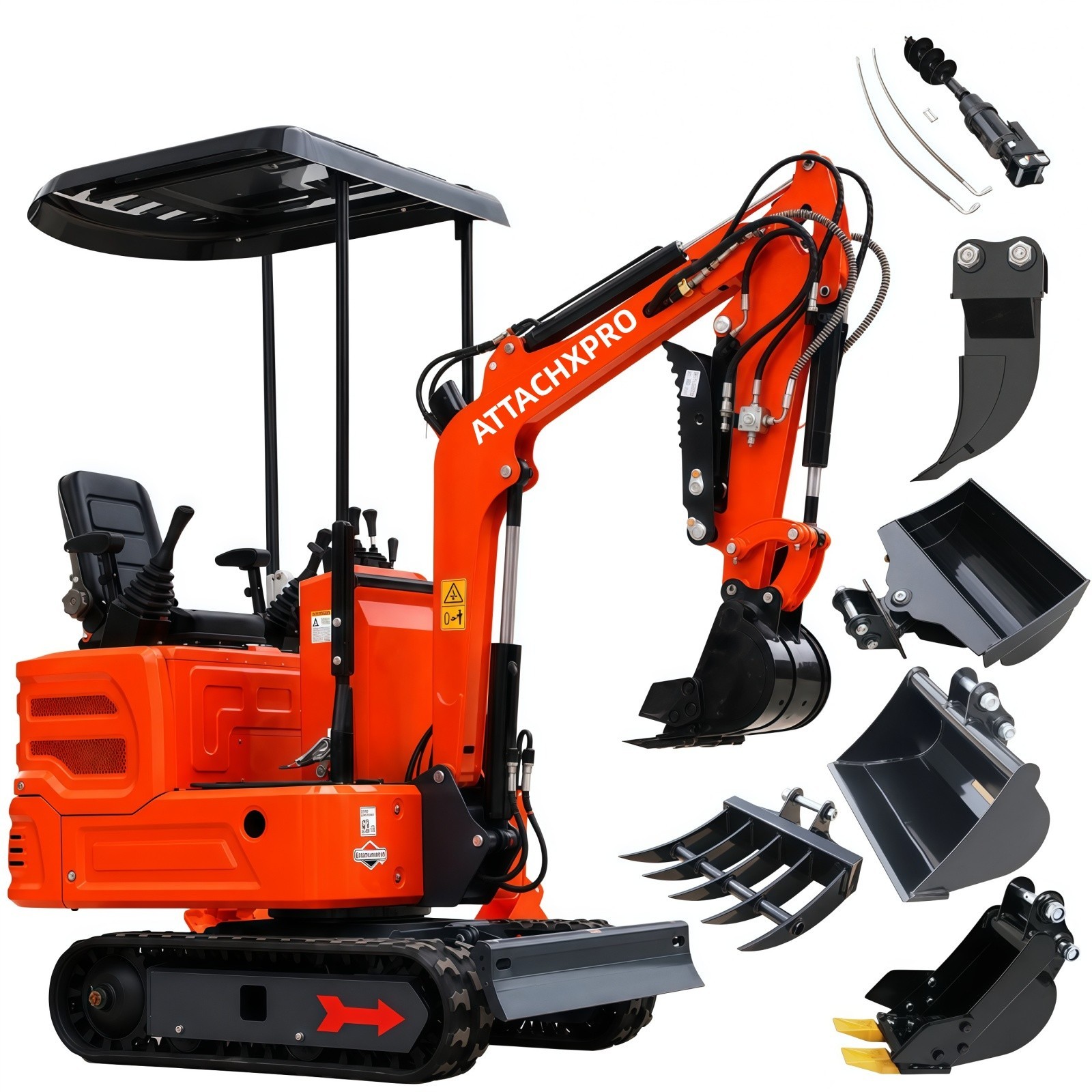 1Ton Mini Excavator 13.5HP B&S Crawler Tracked EPA Pilot Control W/8 Attachments