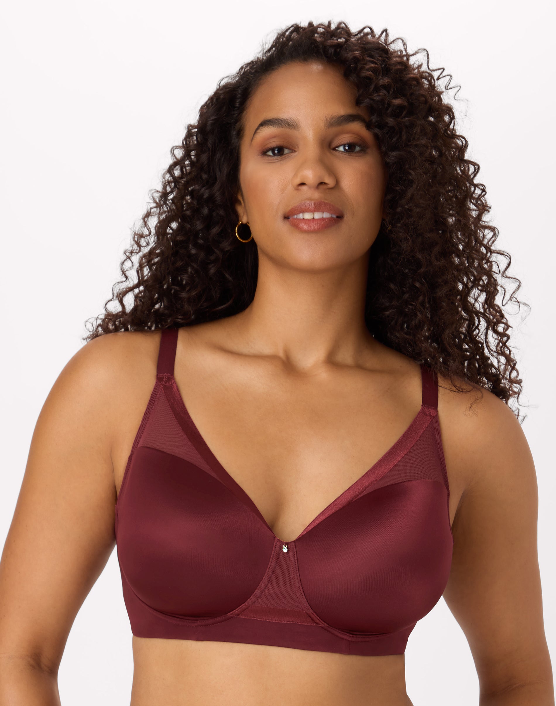 Bali Flawless Fit Women’s Wireless Bra with Foam, T-Shirt, Moisture Wicking Cola Red 3XL