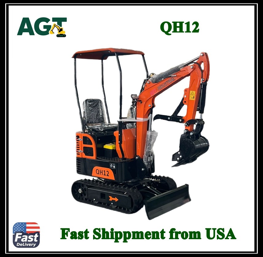 AGT QH12 1 Ton Mini Excavator Digger 13.5hp Gas Tracked Crawler B&S EPA Engine