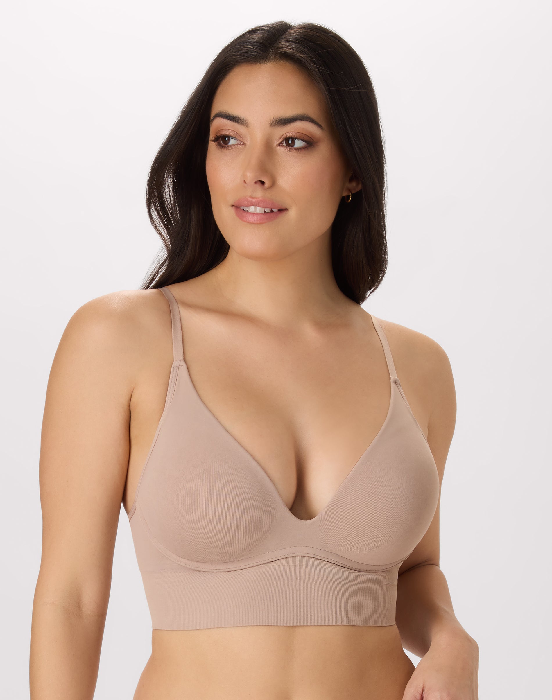 Maidenform M Plunge Push-Up Bra, Seamless Convertible Longline Bralette (Plus Size Available) Evening Blush L/DD Women’s