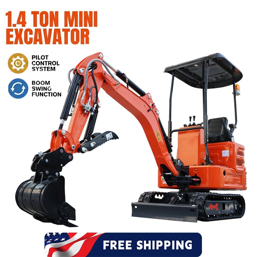 1.4 Ton Mini Excavator B&S Gas Engine 13.5HP Side Swing Pilot Control USA Sale