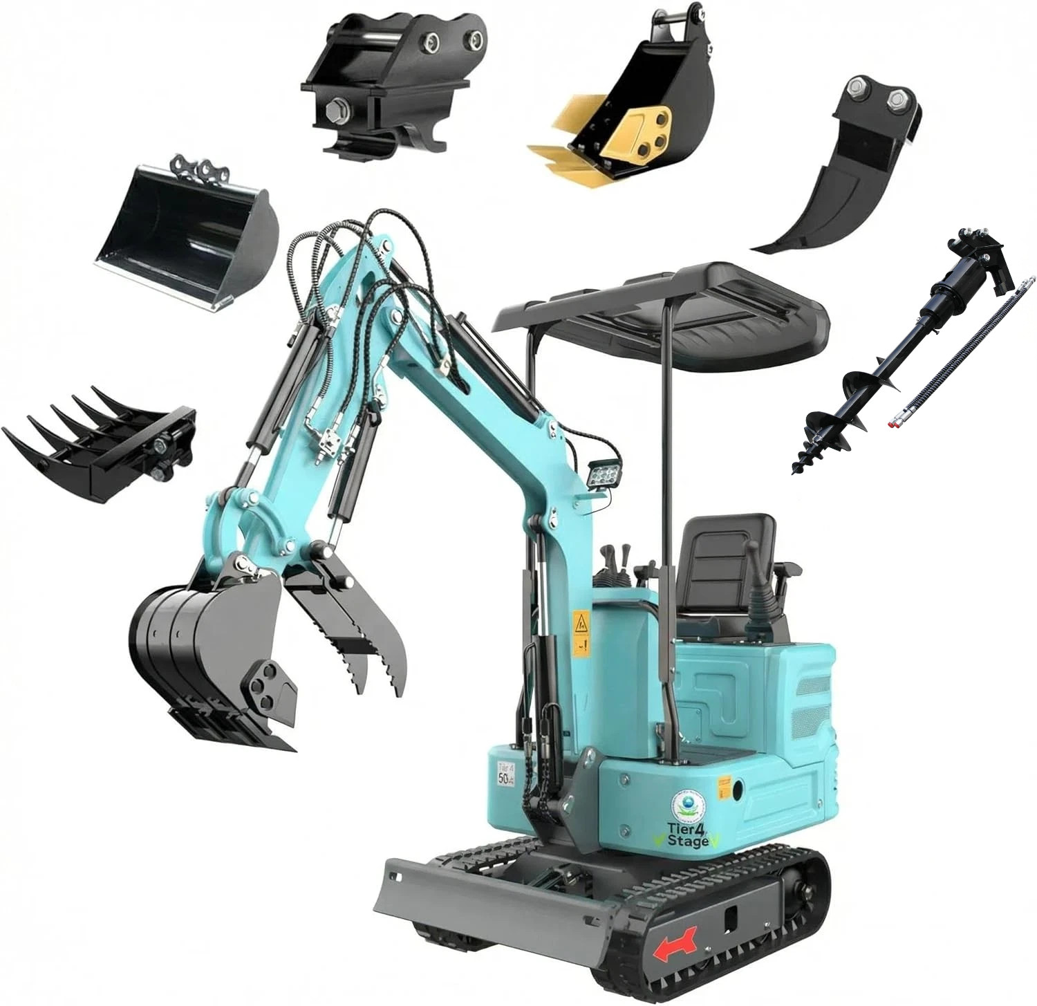 Free Shipping 1.4Ton Mini Excavator Kubota Diesel Engine Mini Digger+6 Attachmen