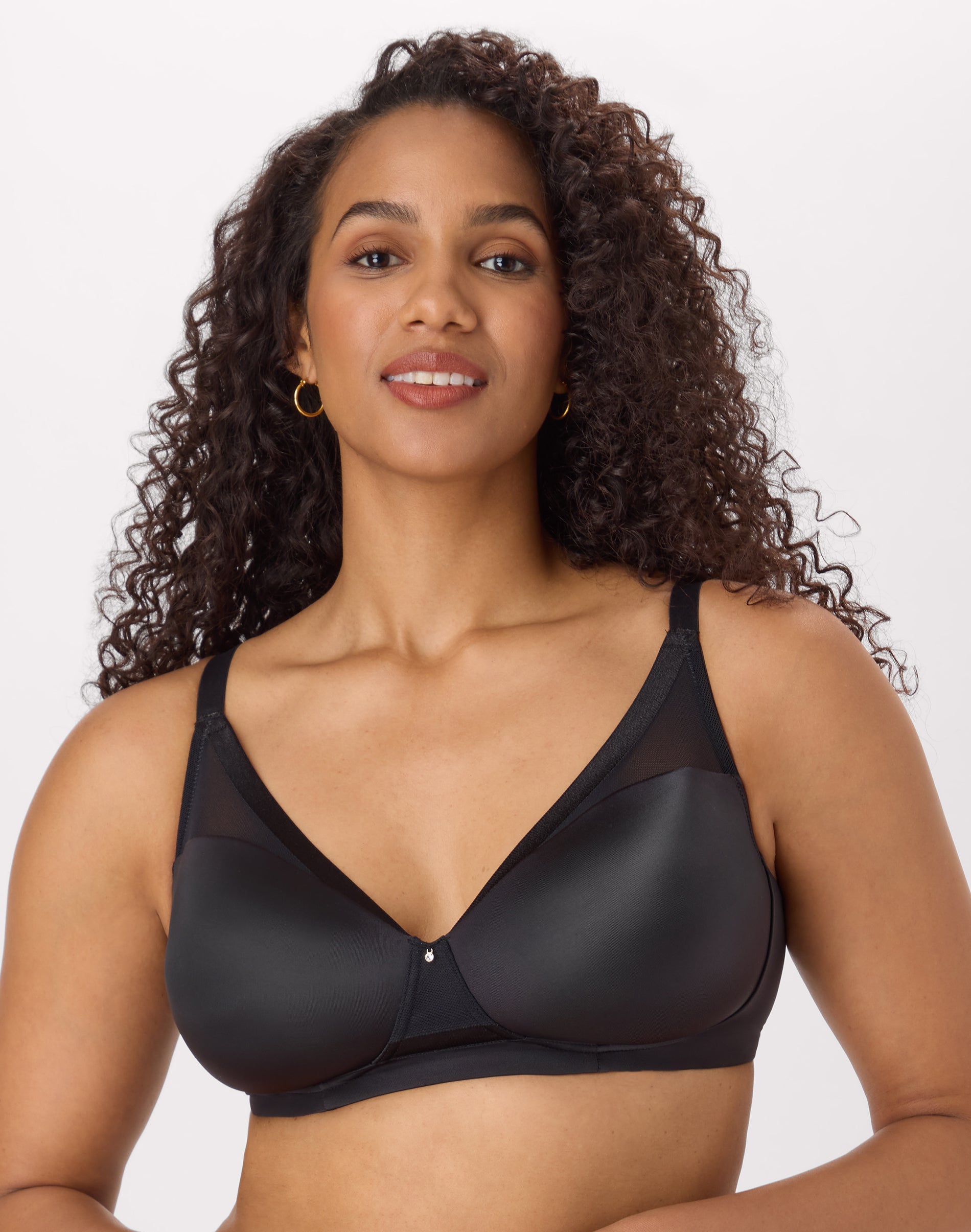 Bali Flawless Fit Women’s Wireless Bra with Foam, T-Shirt, Moisture Wicking Black S