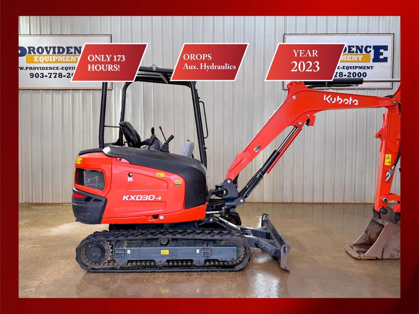 2023 KUBOTA KX030-4 OROPS STRAIGHT BLADE MINI COMPACT TRACK EXCAVATOR