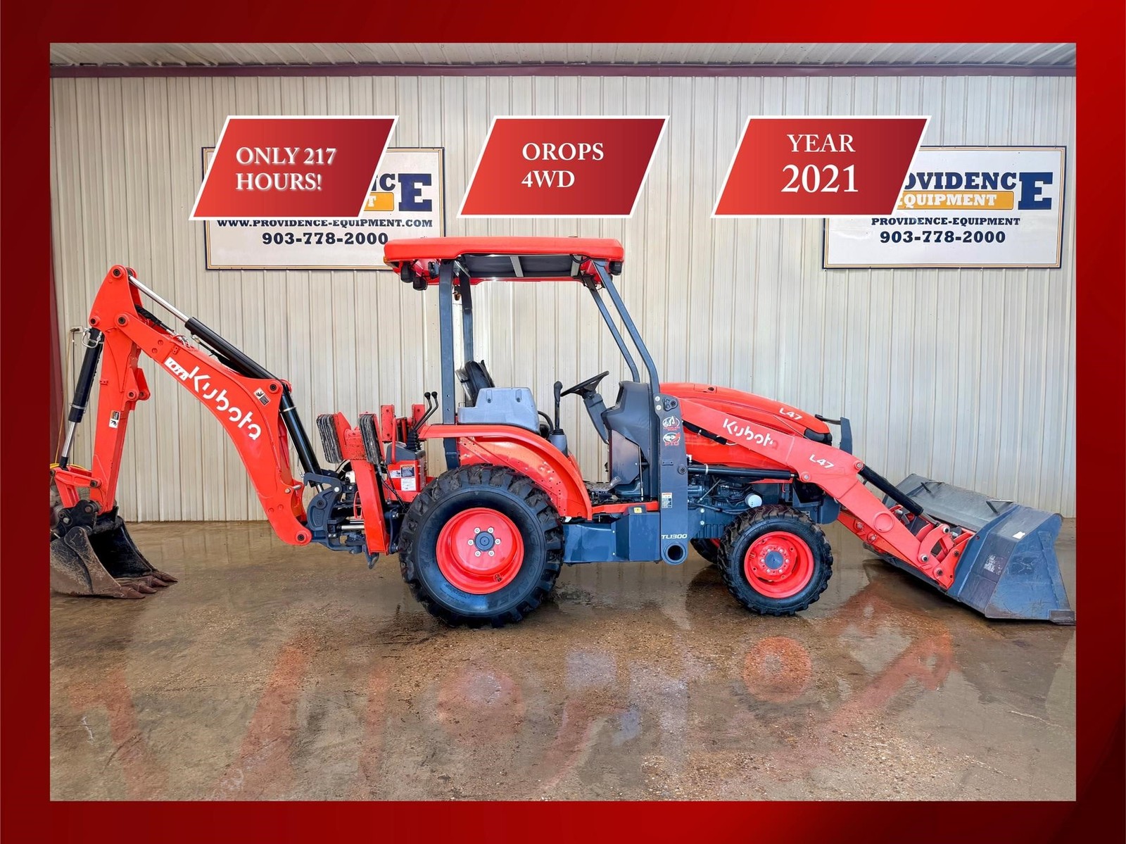 2021 KUBOTA L47 OROP 4WD LOADER BACKHOE WITH LOADER
