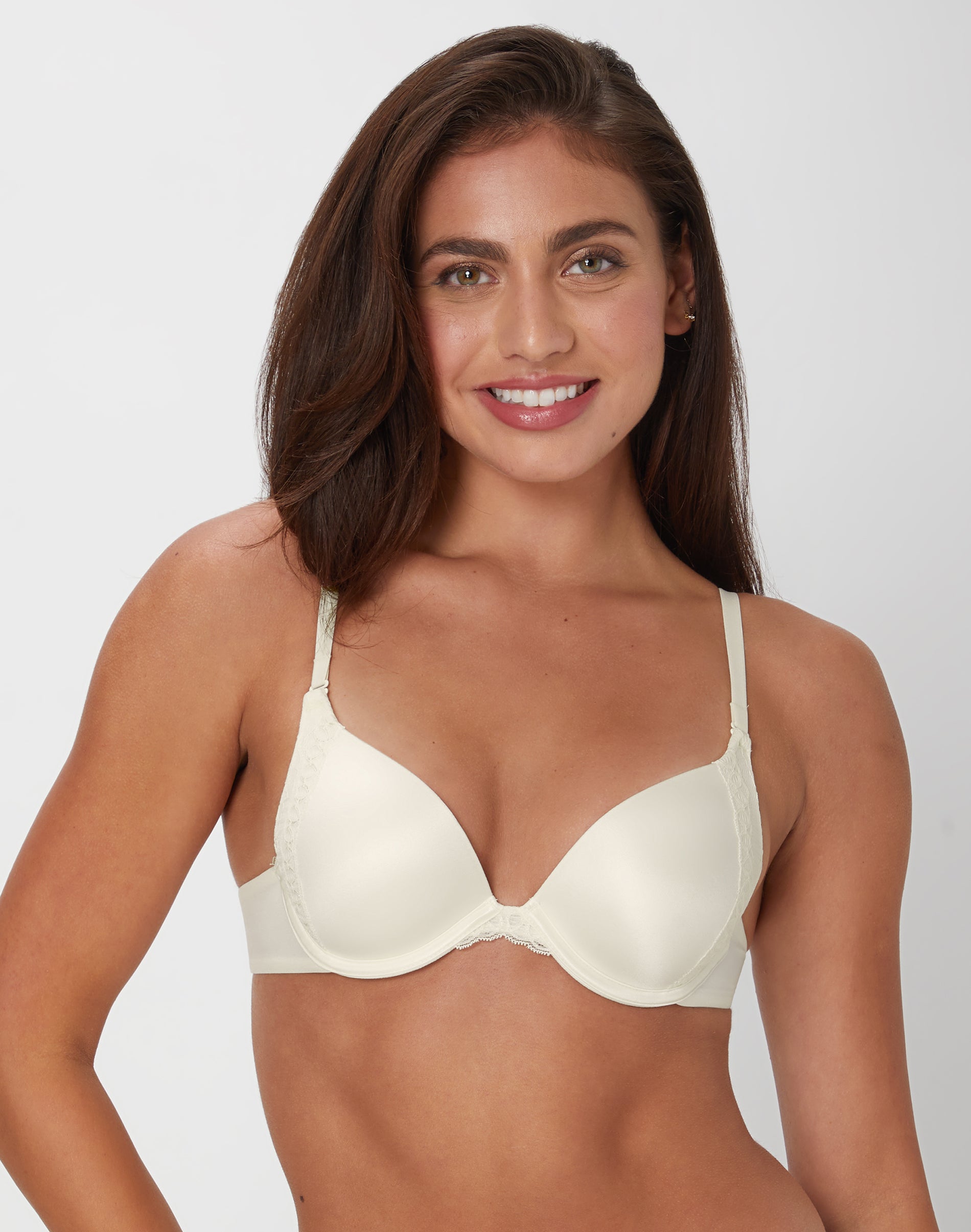 Maidenform Natural Boost Demi T-Shirt Underwire Push-Up Bra, Lace Trim Pearl 36C Women’s