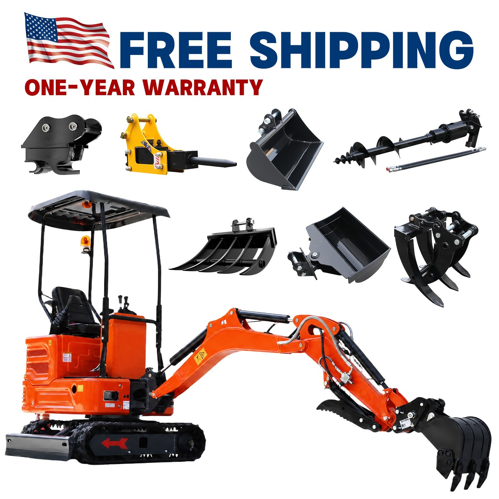 Mini Excavator 1.4 Ton B&S Gas Engine 7 assistive devicesSide Swing Pilot System