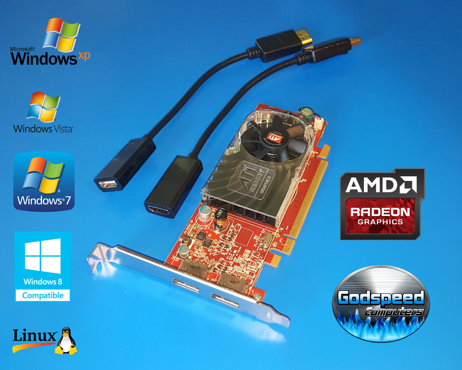 Dell Optiplex 390 790 990 Tower Full-Profile AMD Dual HDMI Video Graphics Card