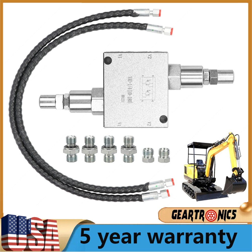 Mini Excavator Valve Kit Fully Assembled M14 Thread Aluminum Black Silver