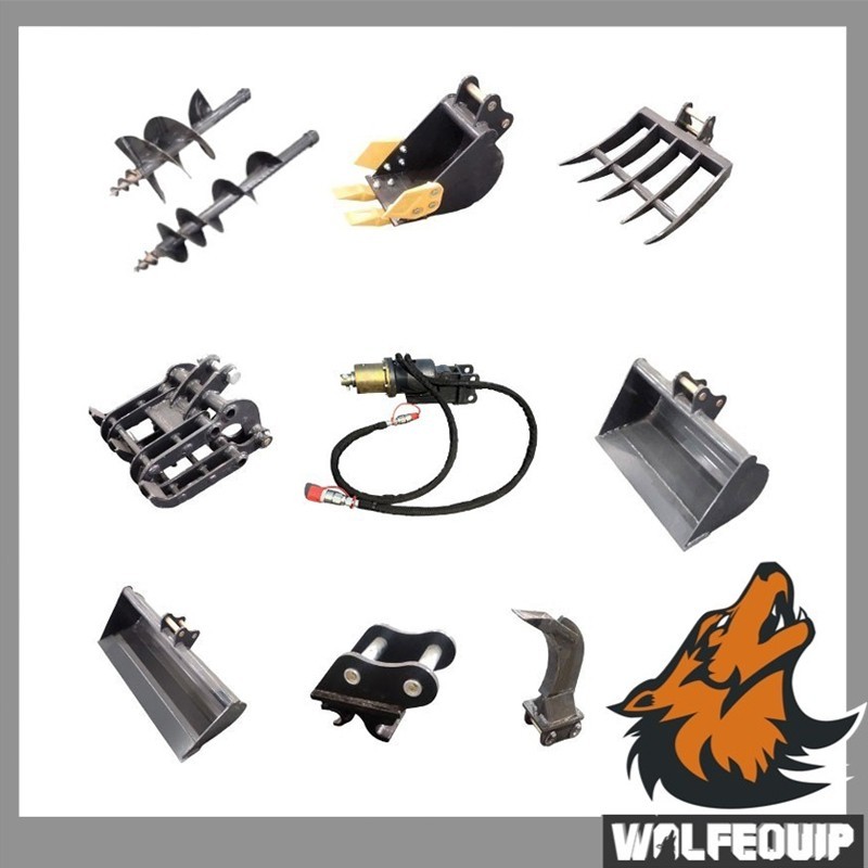 Wolfequip Bucket Rake Grapple Ripper Auger Quick Hitch Kit For Mini Excavator