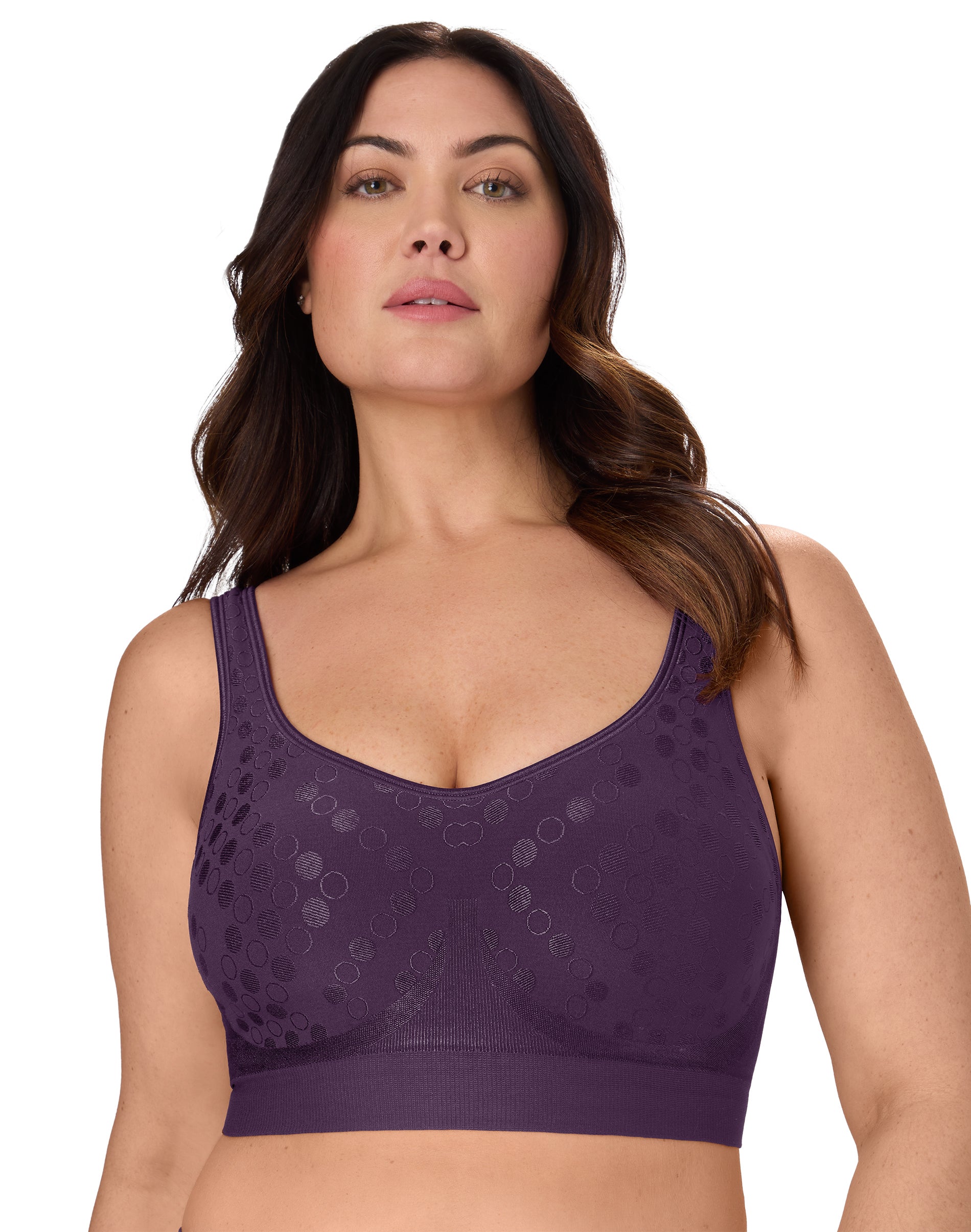 Bali Comfort Revolution ComfortFlex Fit Shaping Wireless Bra Blackberry Jam Dot XL Women’s