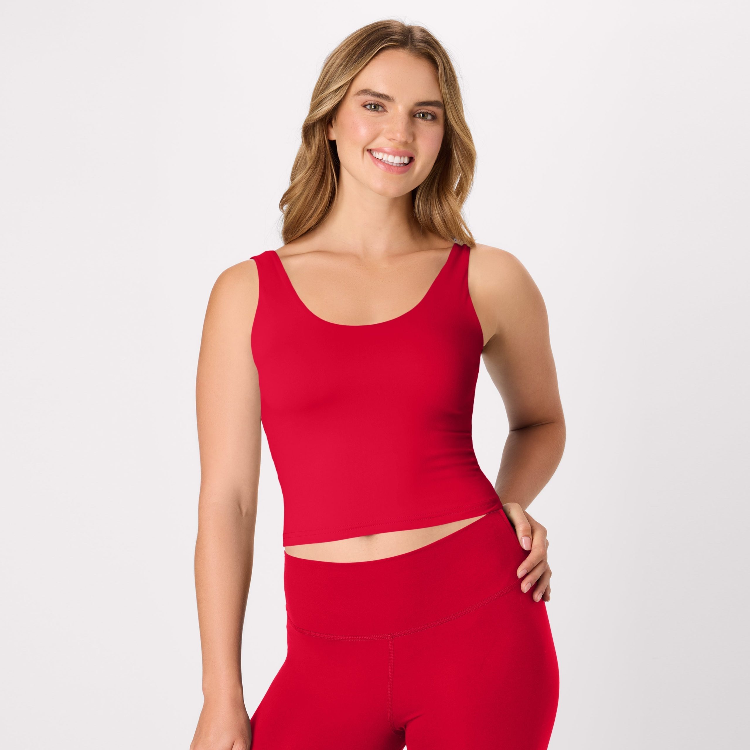 Hanes CoolDRI Women’s Crop Tank with Built-in Shelf Bra, 3-Pack Black/Charcoal/Deep Red S