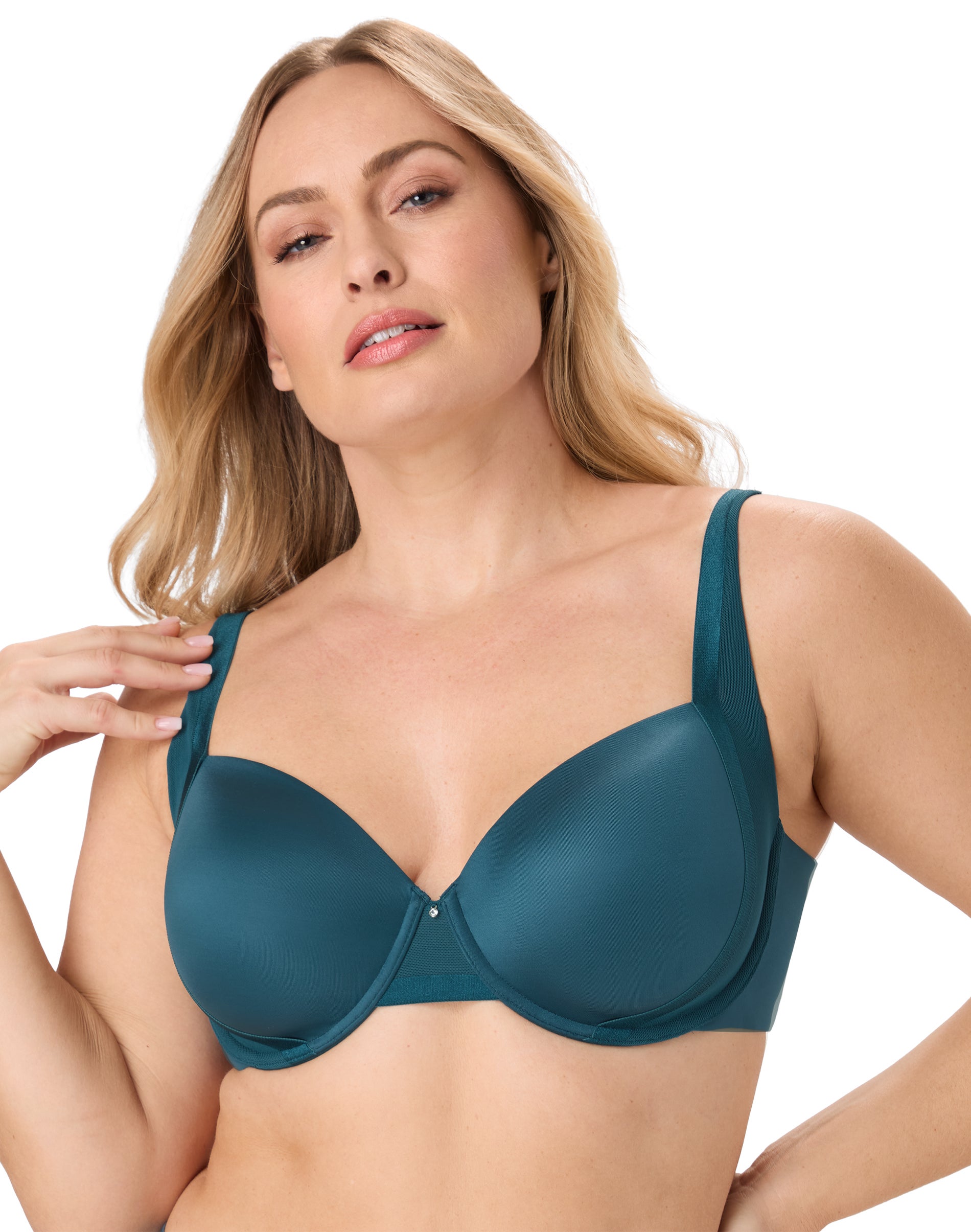 Bali Flawless Fit Women’s Underwire Bra, Full-Coverage T-Shirt Sophisticated Teal 38DD