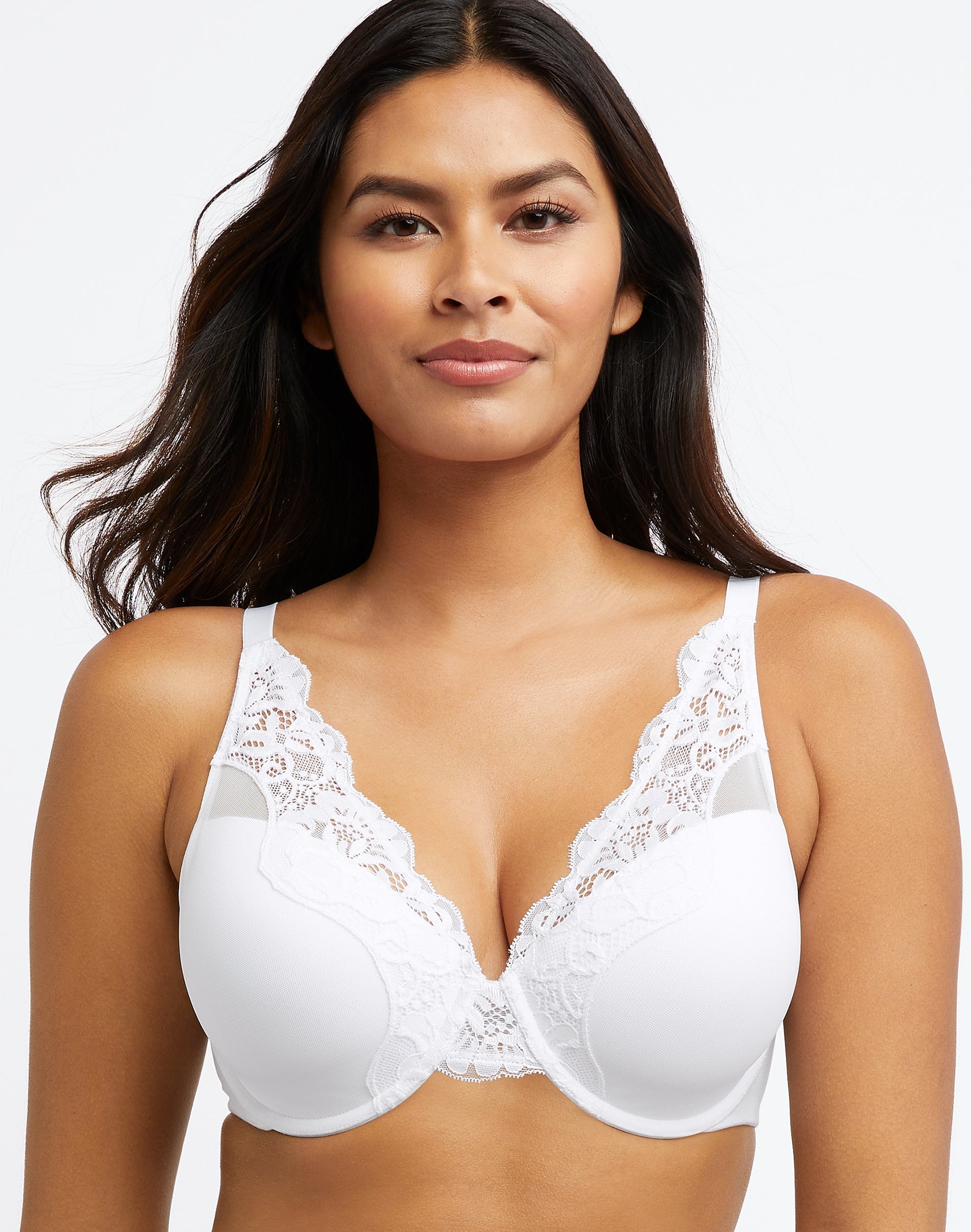 Bali One Smooth U Comfort Stretch Lace Underwire Bra White 38B Women’s