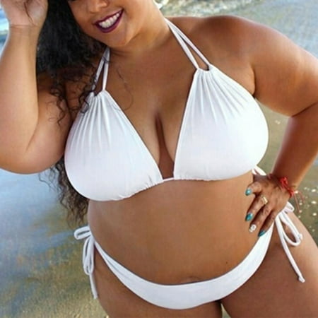 Danhjin Women Plus Size Two Piece Bikini Swimsuits with High Waisted BottomTummy Control Bathing Suits Sexy Swimsuit Neck Push Up Bathing Suits