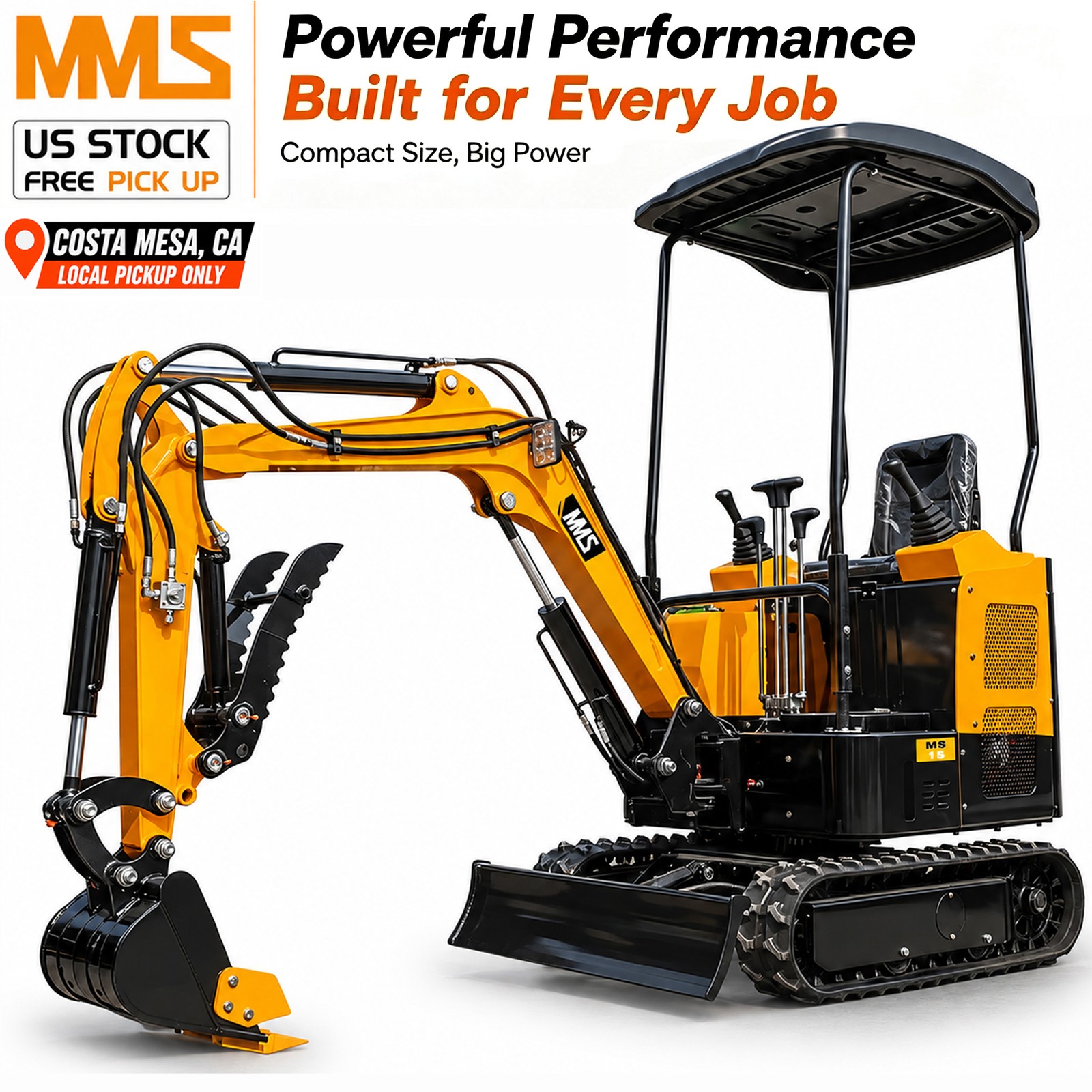 PICK UP Mini Excavator 1.5Ton 13.5HP Gas Tracked Crawler B&S EPA Engine Digger