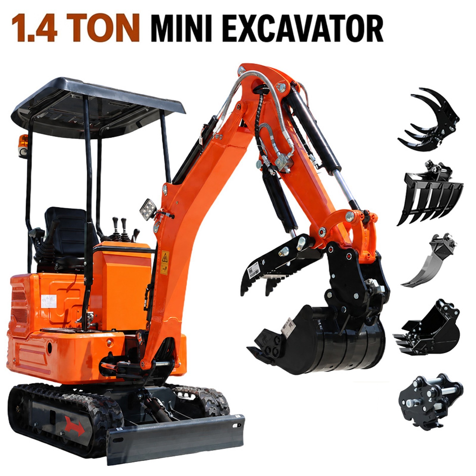 1.4Ton Mini Excavator 13.5HP B&S Side Swing Pilot Control Gas + 5 Attachments