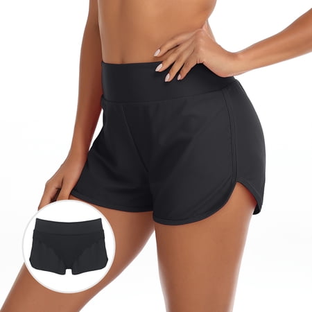 RELLECIGA Women’s Black High Waisted Swim Shorts Swim Board Shorts for Women Size Small