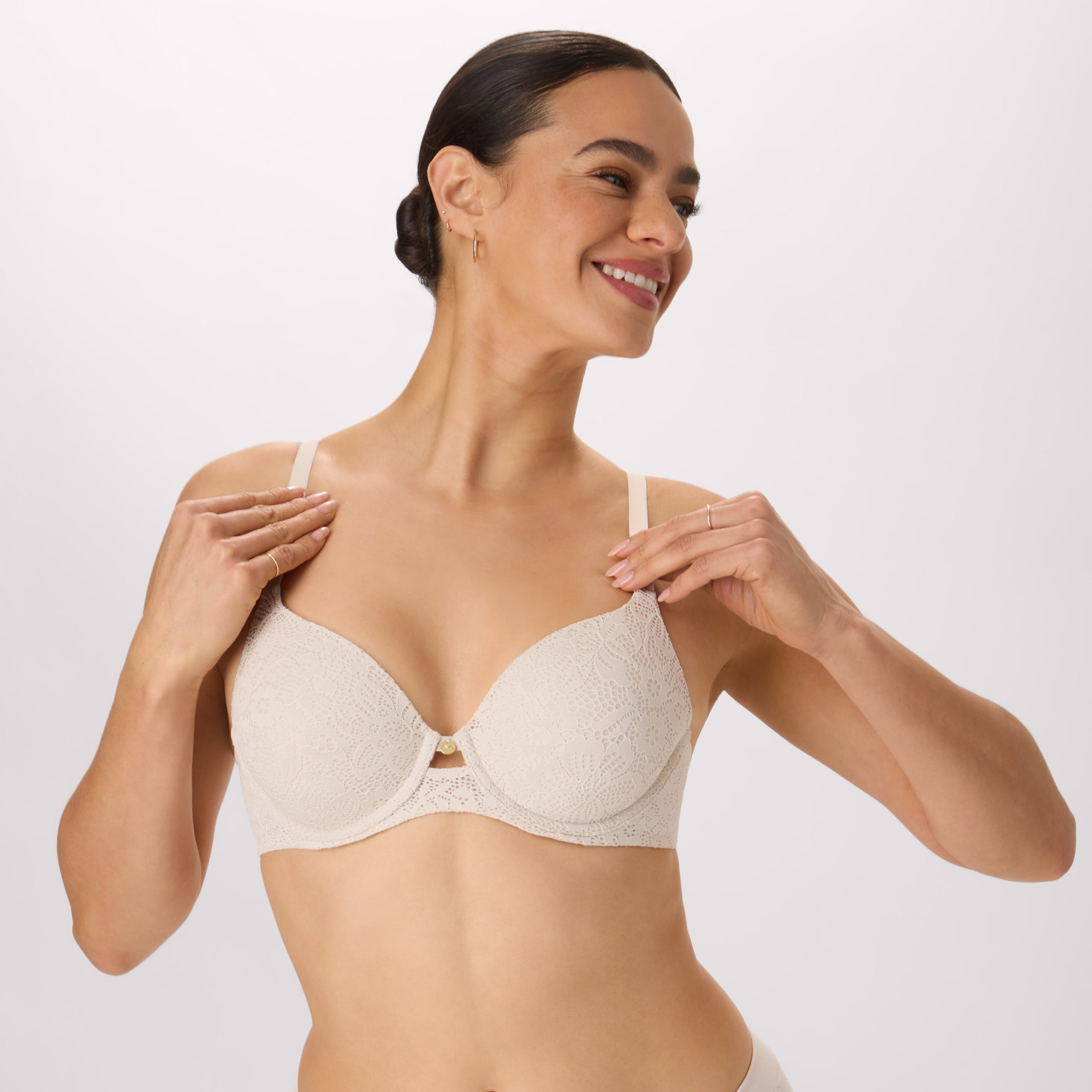 Maidenform One Fab Fit Custom Lift Underwire Bra Beige Bisque Lace 38B Women’s