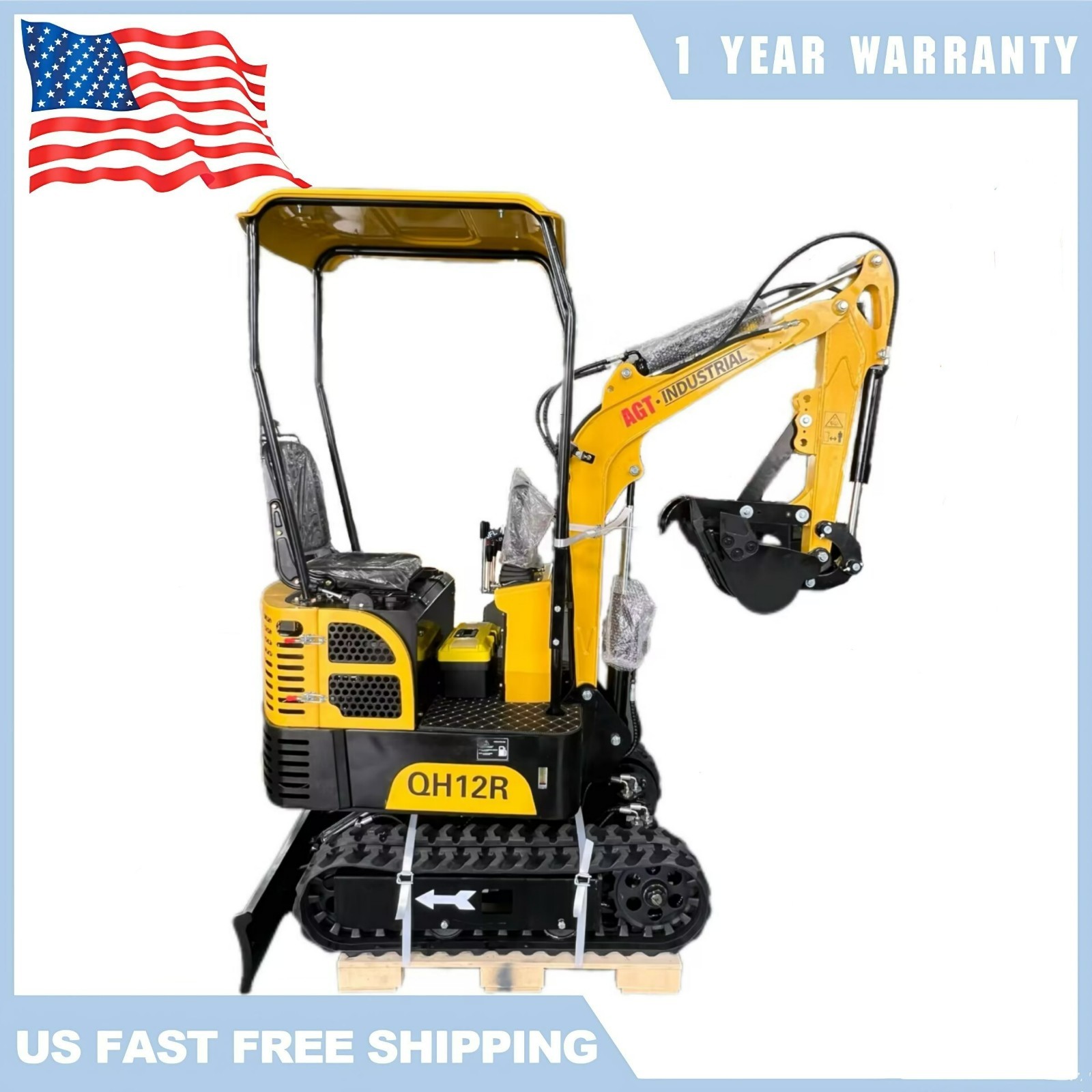 1 Ton Mini Excavator Digger 13.5hp Gas Tracked Crawler EPA RATO Engine FREE SHIP