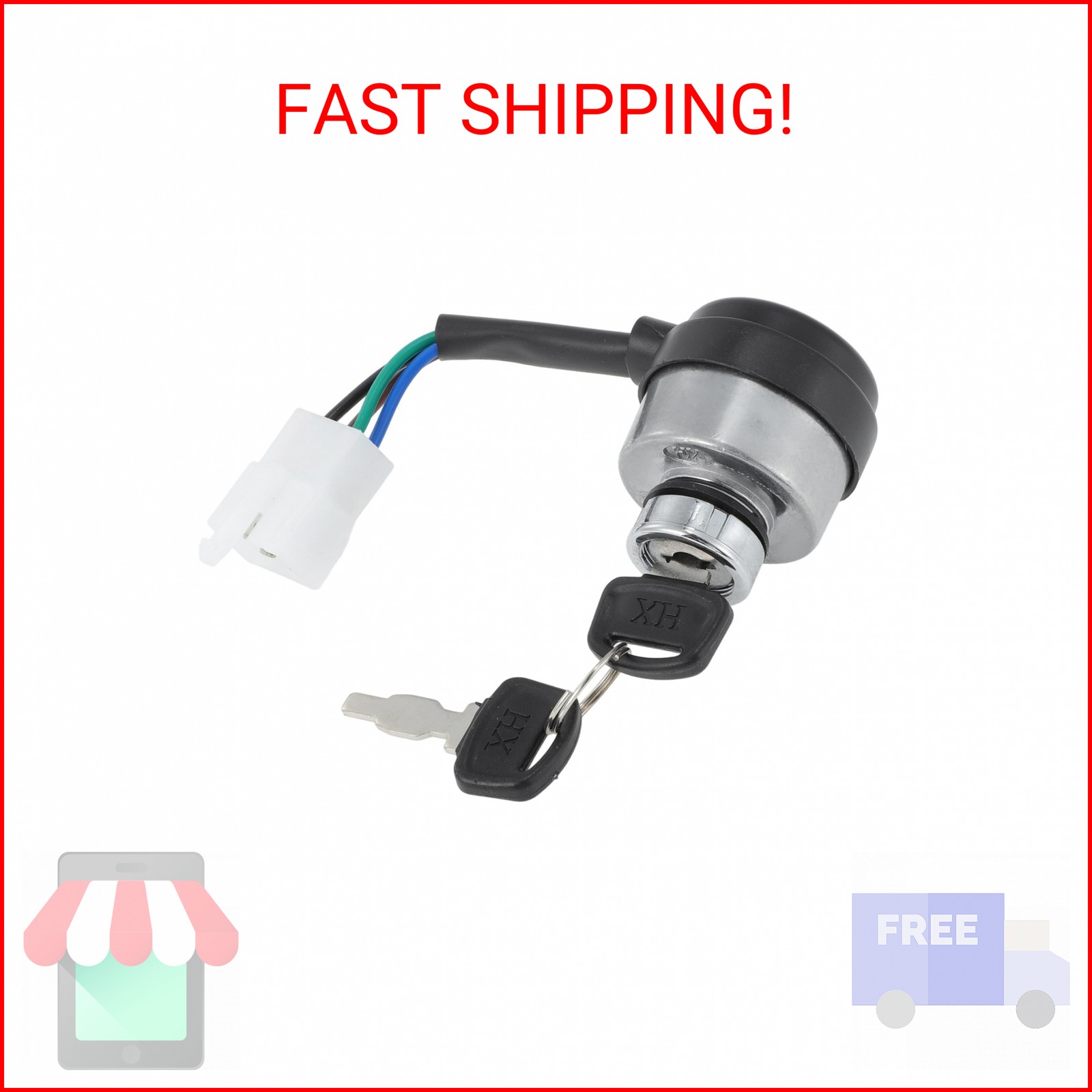 HOPESPANNER 4 Pin Ignition Switch for AGT Mini Excavator H15R Replace DHKG-H15,
