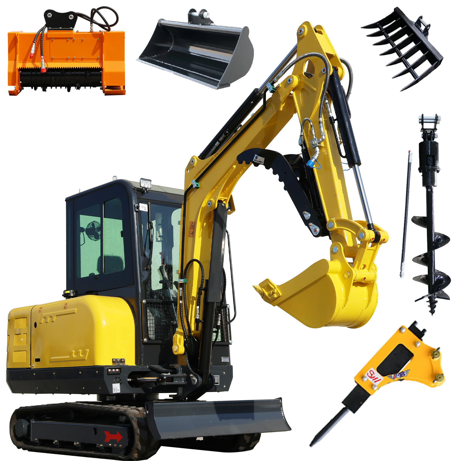 FREE SHIP 25HP 3.5Ton Mini Excavator Kubota V1505 Engine Cab Air Conditioning