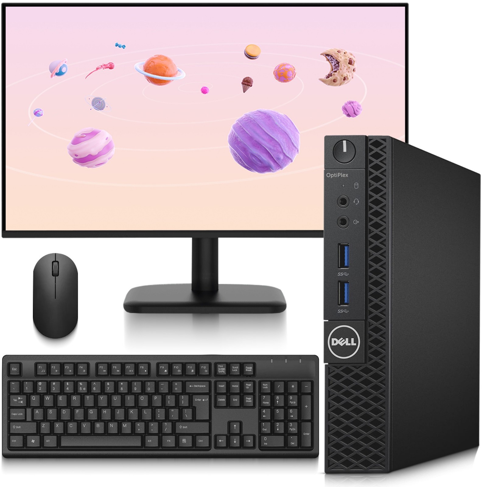 Dell 3050 Micro PC i7-7th 8GB RAM 256GB SSD 24″ LED WiFi Wireless-K&M Windows 11