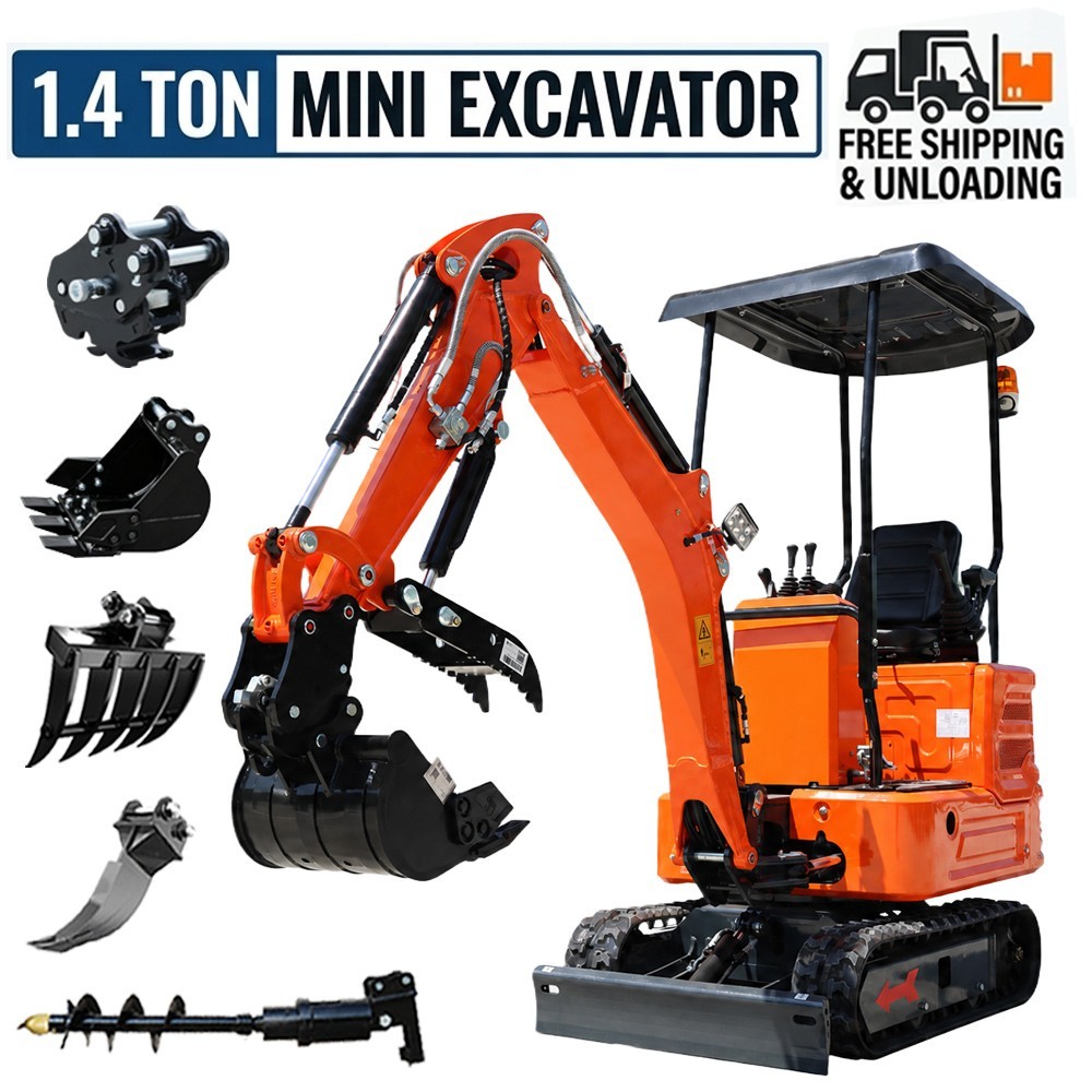 1.4 Ton Mini Excavator 13.5HP B&S Engine Pilot Control Side Swing + Attachments