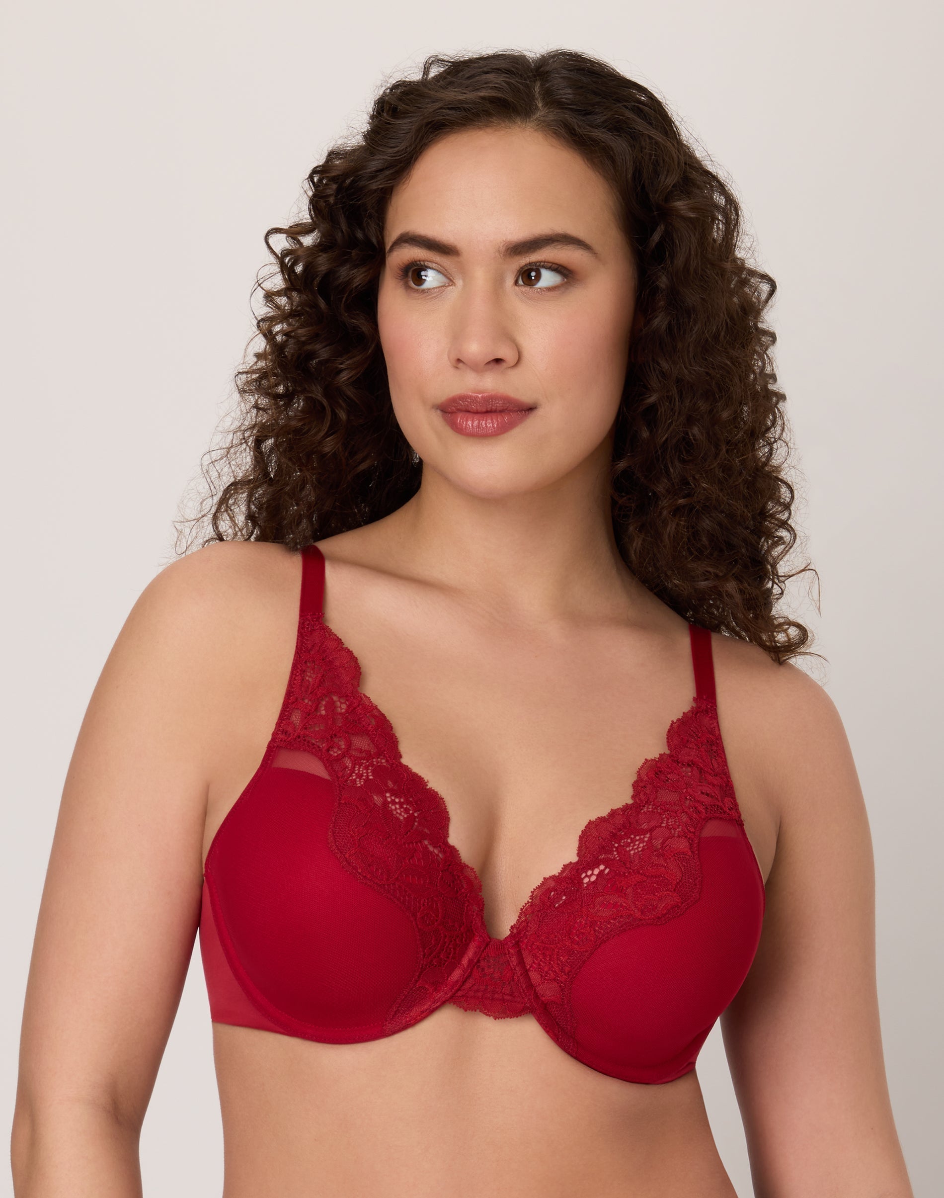 Bali One Smooth U Comfort Stretch Lace Underwire Bra Rosy Red 38D Women’s